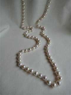 White 11-12mm Cultured Pearls 14k Gold Clasp Long Rope Necklace