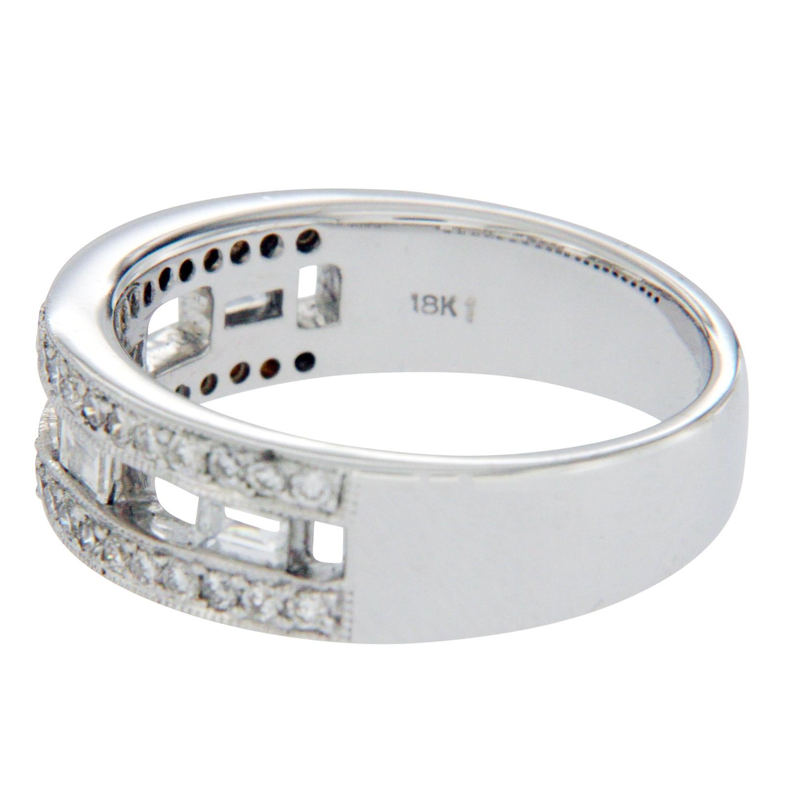 Type: Ring
Top: 6 mm
Band Width: 4.7 mm
Metal: White Gold
Metal Purity: 18K
Hallmarks: 18K
Total Weight: 6.3 Grams
Stone Type: G SI1 0.67 CT Diamonds
Condition: New
Stock Number: NP17

We accept size change on this Ring.