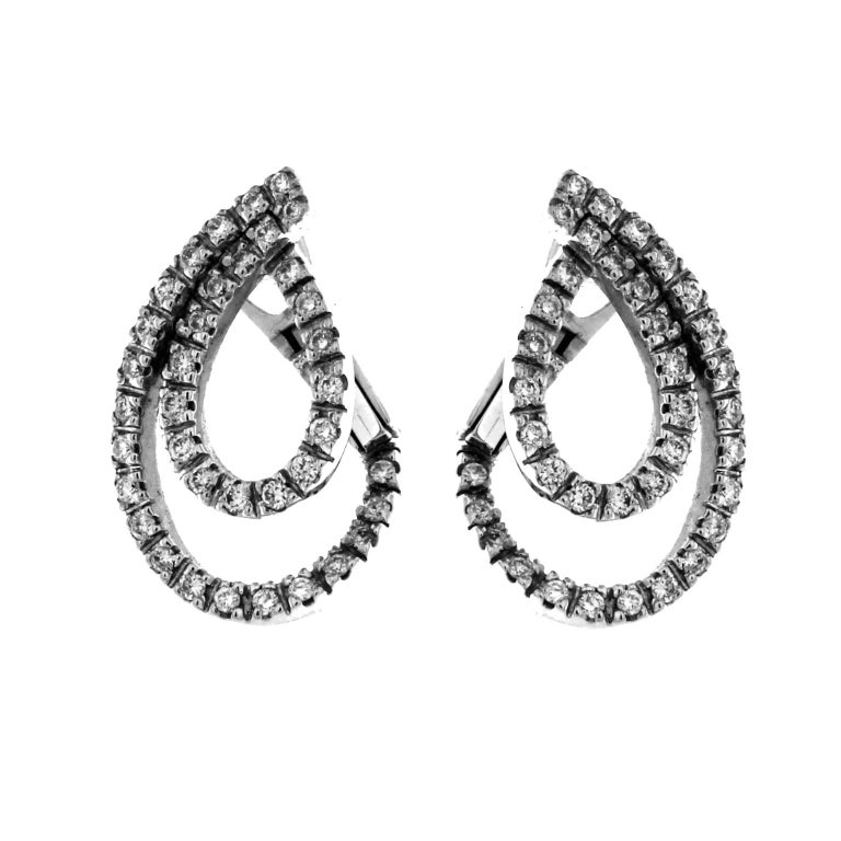 White 18 Karat Gold and Diamond Earrigns For Sale (Free Shipping) at ...