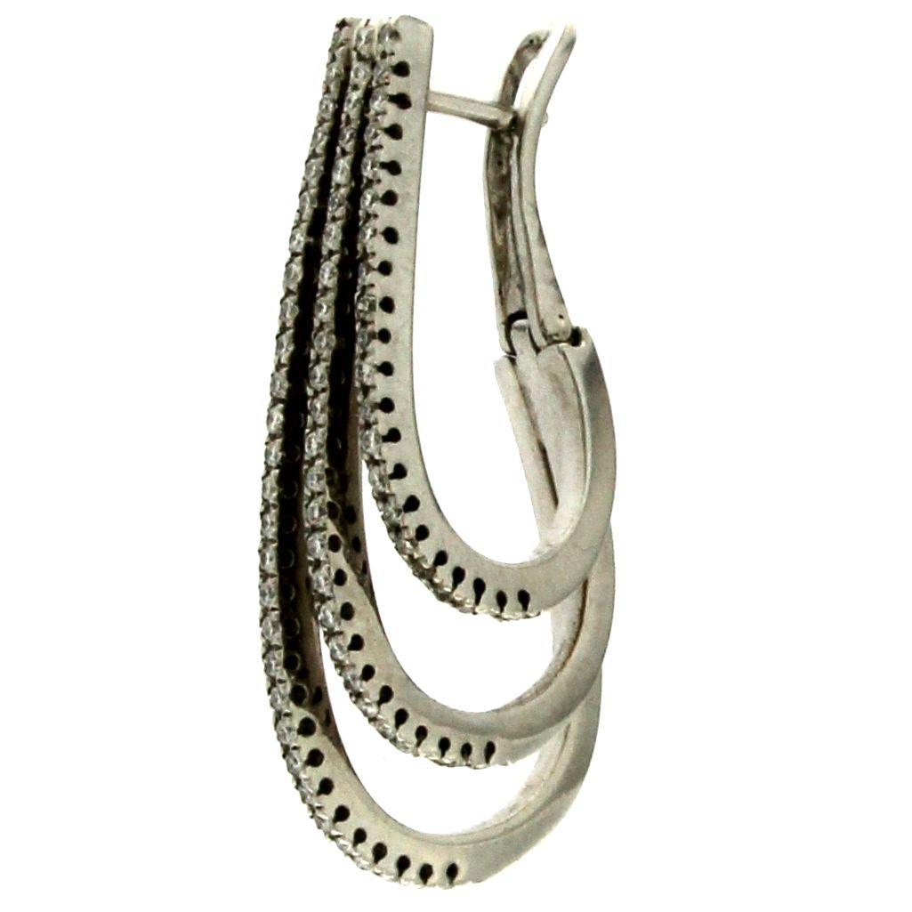 Women's or Men's White 18 Karat Gold and Diamond Earrings