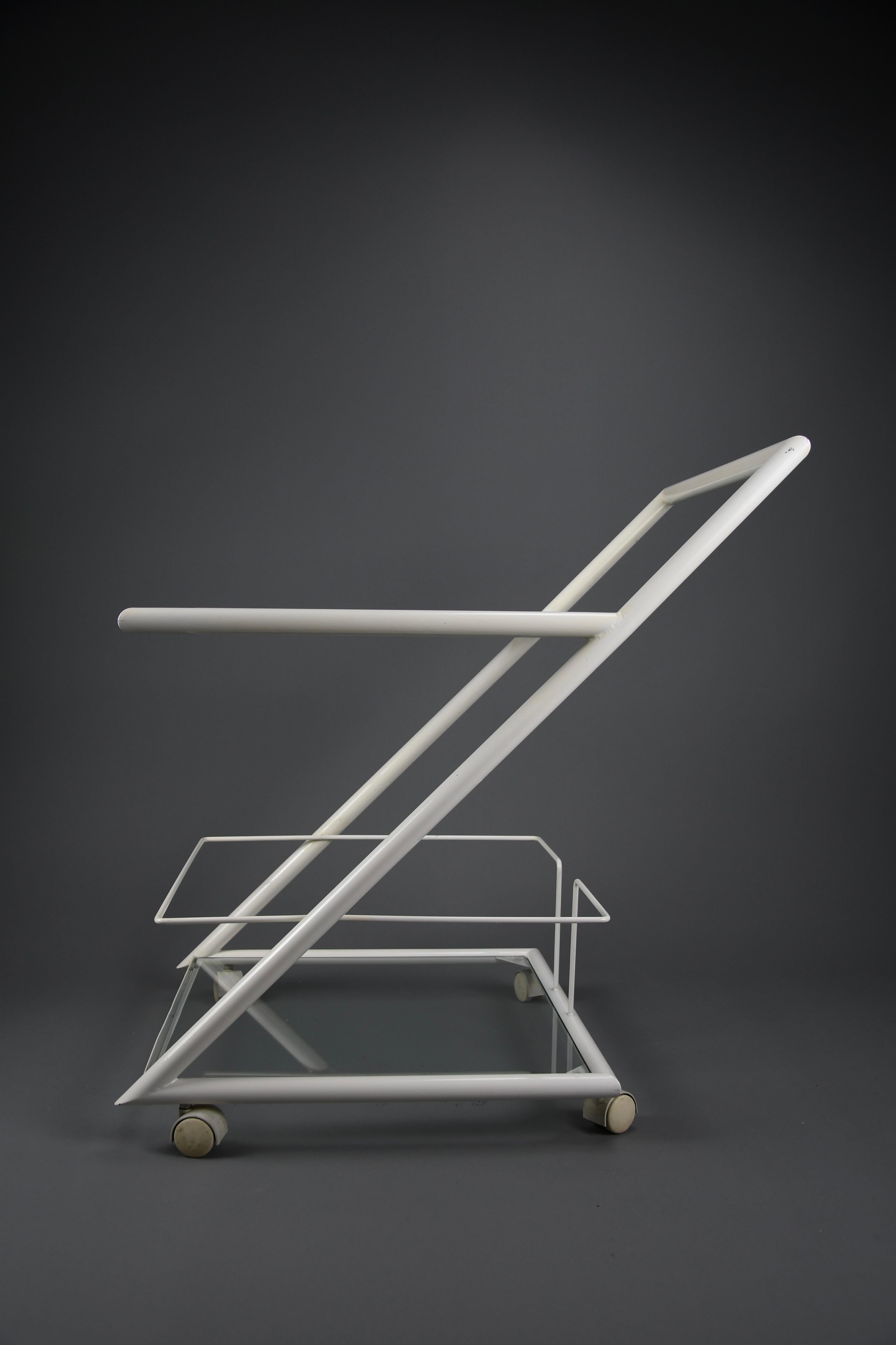 White 1960s Dutch Modernist Serving / Bar Trolley For Sale 1