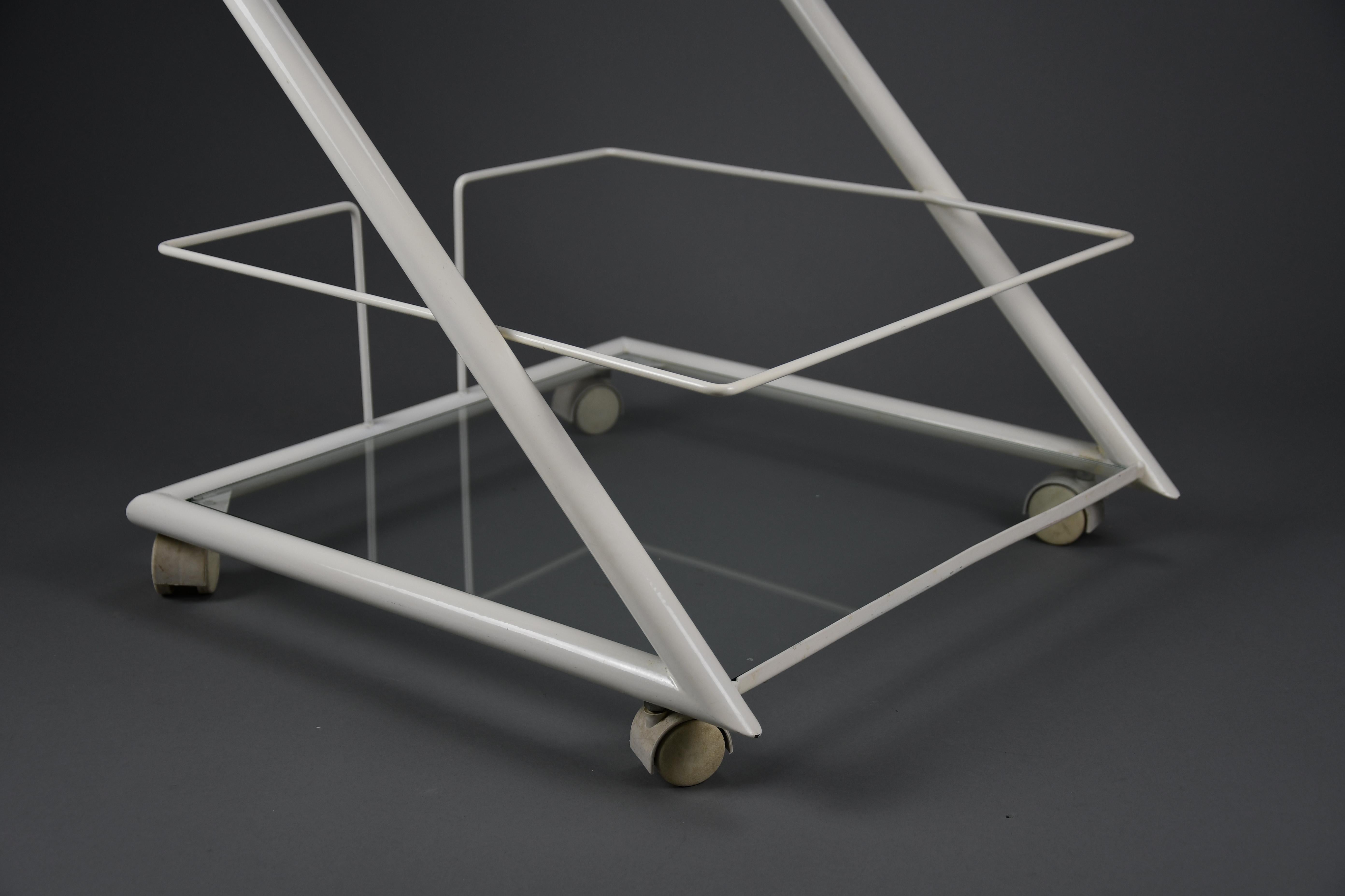 White 1960s Dutch Modernist Serving / Bar Trolley For Sale 2