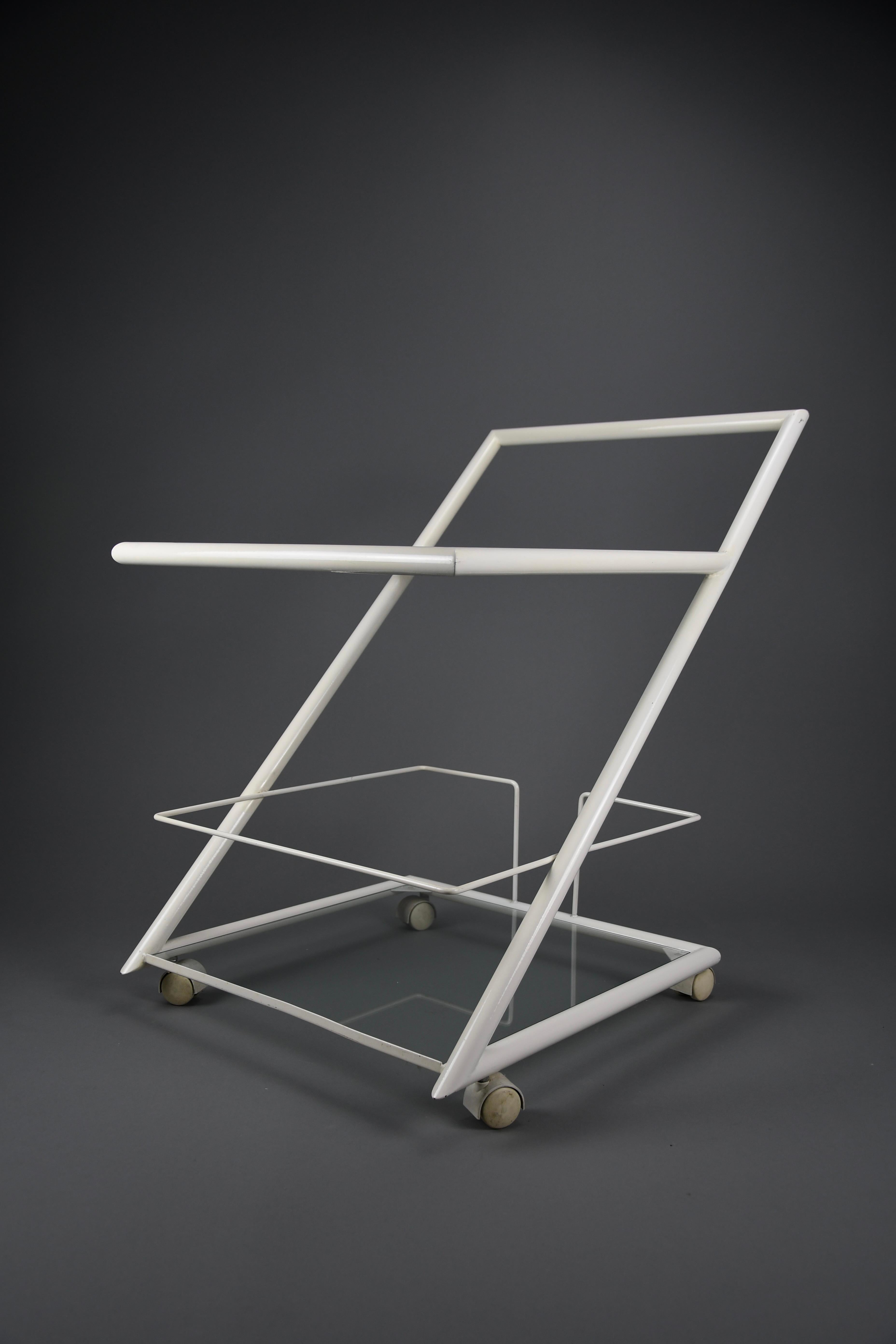 White 1960s Dutch Modernist Serving / Bar Trolley For Sale 3