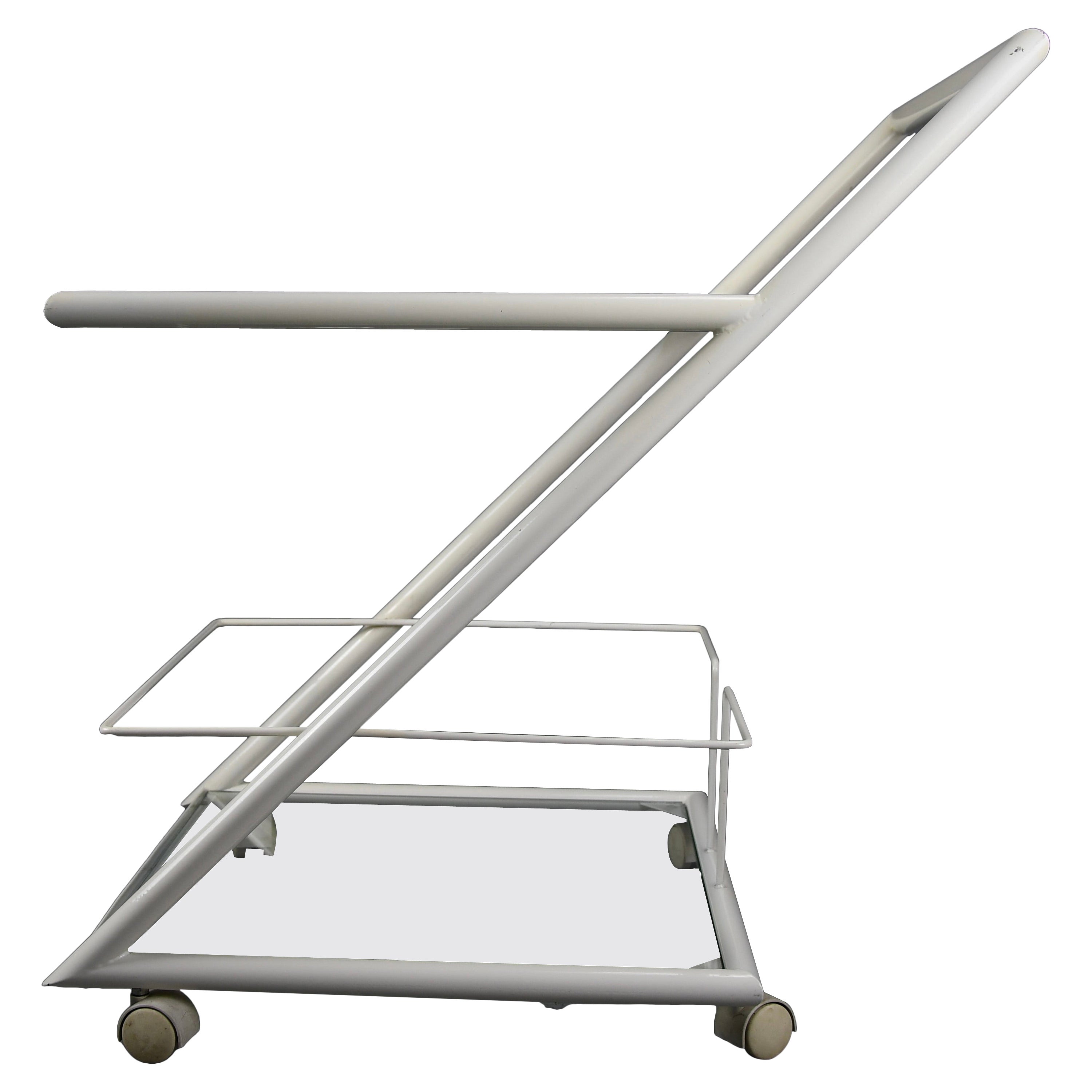 White 1960s Dutch Modernist Serving / Bar Trolley For Sale