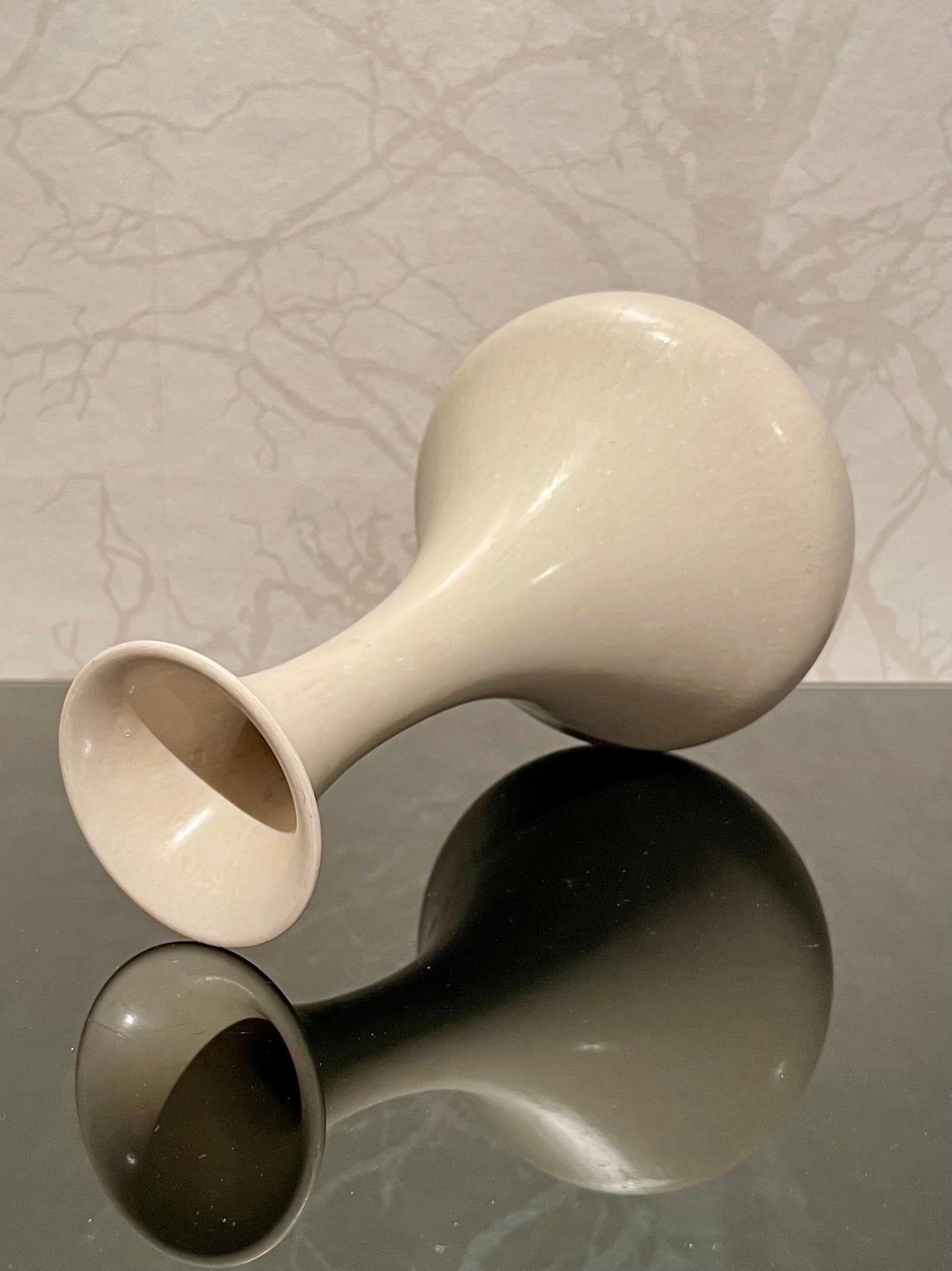 Swedish White 1960s Eggshell Glazed Ceramic Vase by Gunnar Nylund for Rörstrand Sweden  For Sale