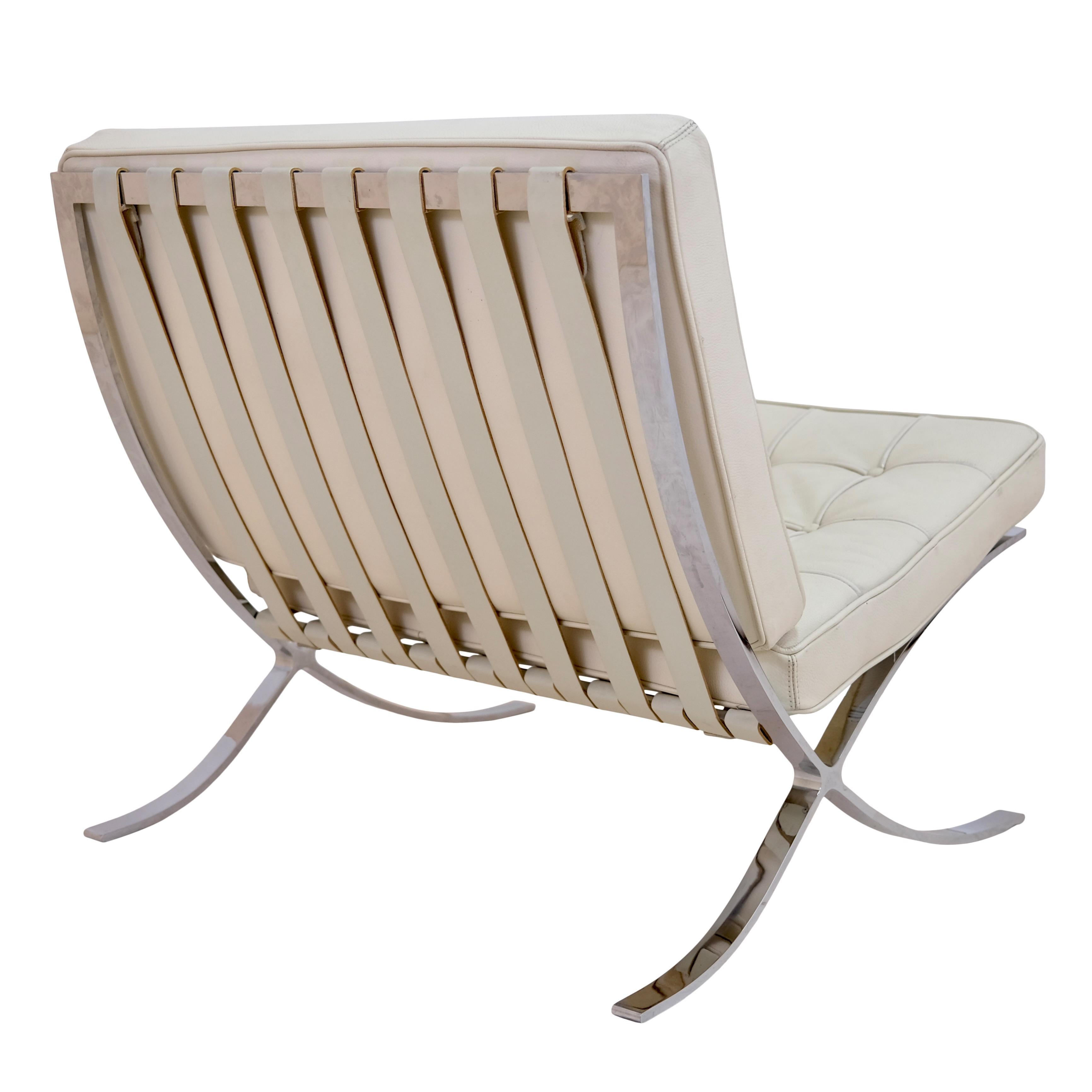 French White 1990's Barcelona Chair after Ludwig Mies van der Rohe's 1929's Model