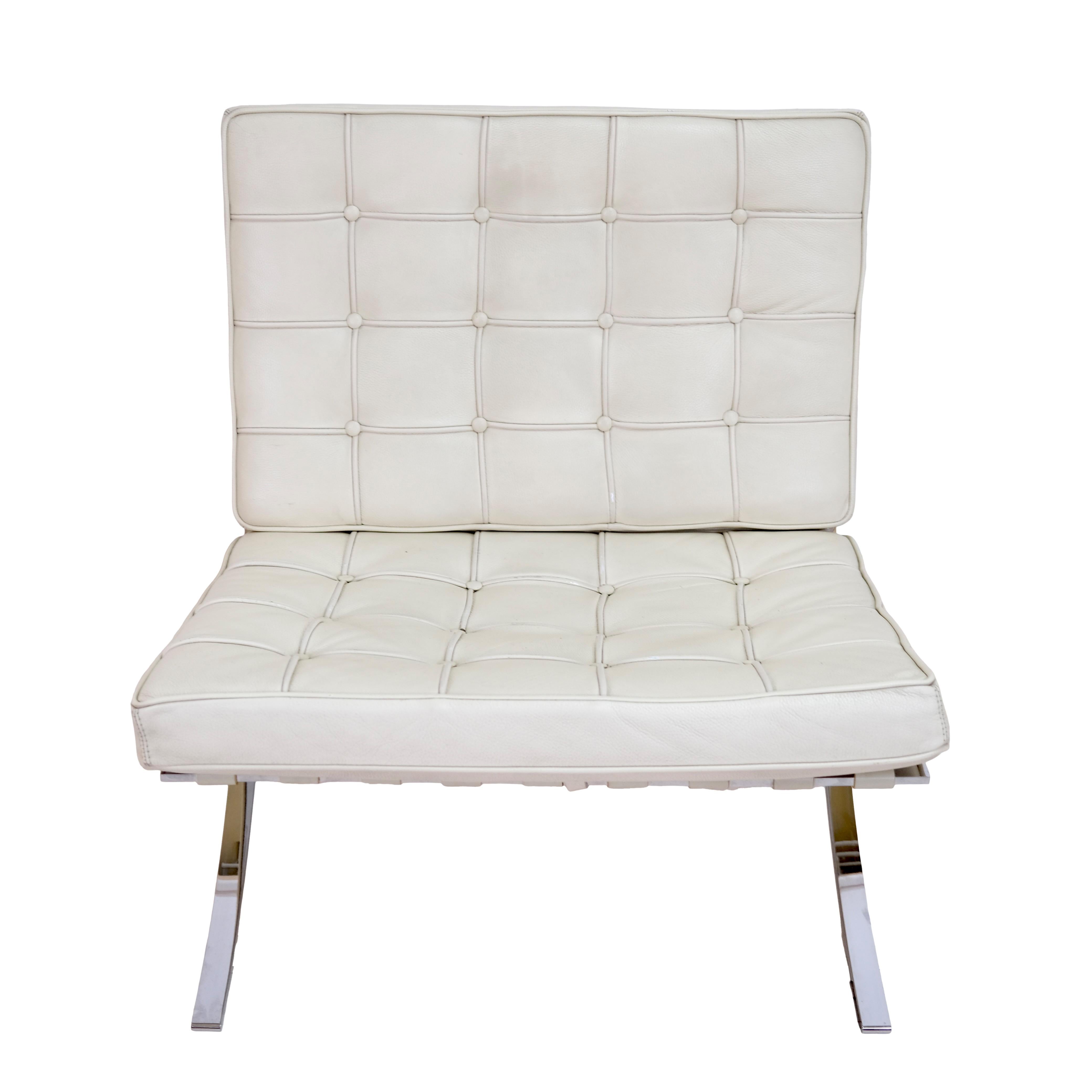 French White 1990's Barcelona Chair after Ludwig Mies van der Rohe's 1929's Model