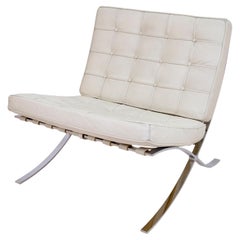Used White 1990's Barcelona Chair after Ludwig Mies van der Rohe's 1929's Model