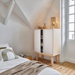 White 2-Door Cabinet ÉGÉE in Ash Wood by Eric Gizard, Paris