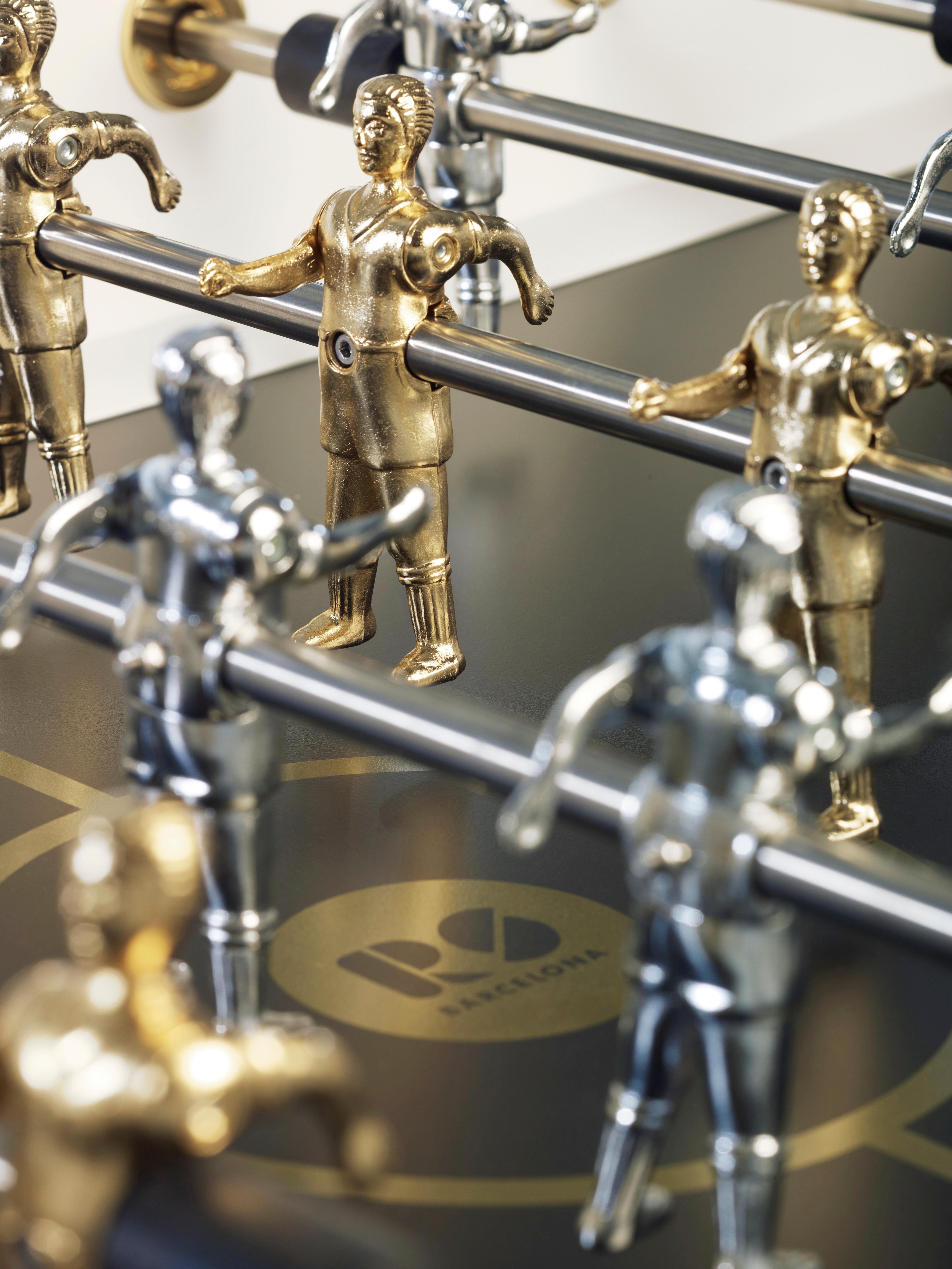 Spanish WHITE & 24k GOLD FOOSBALL TABLE RS2 GOLD by RS Barcelona For Sale