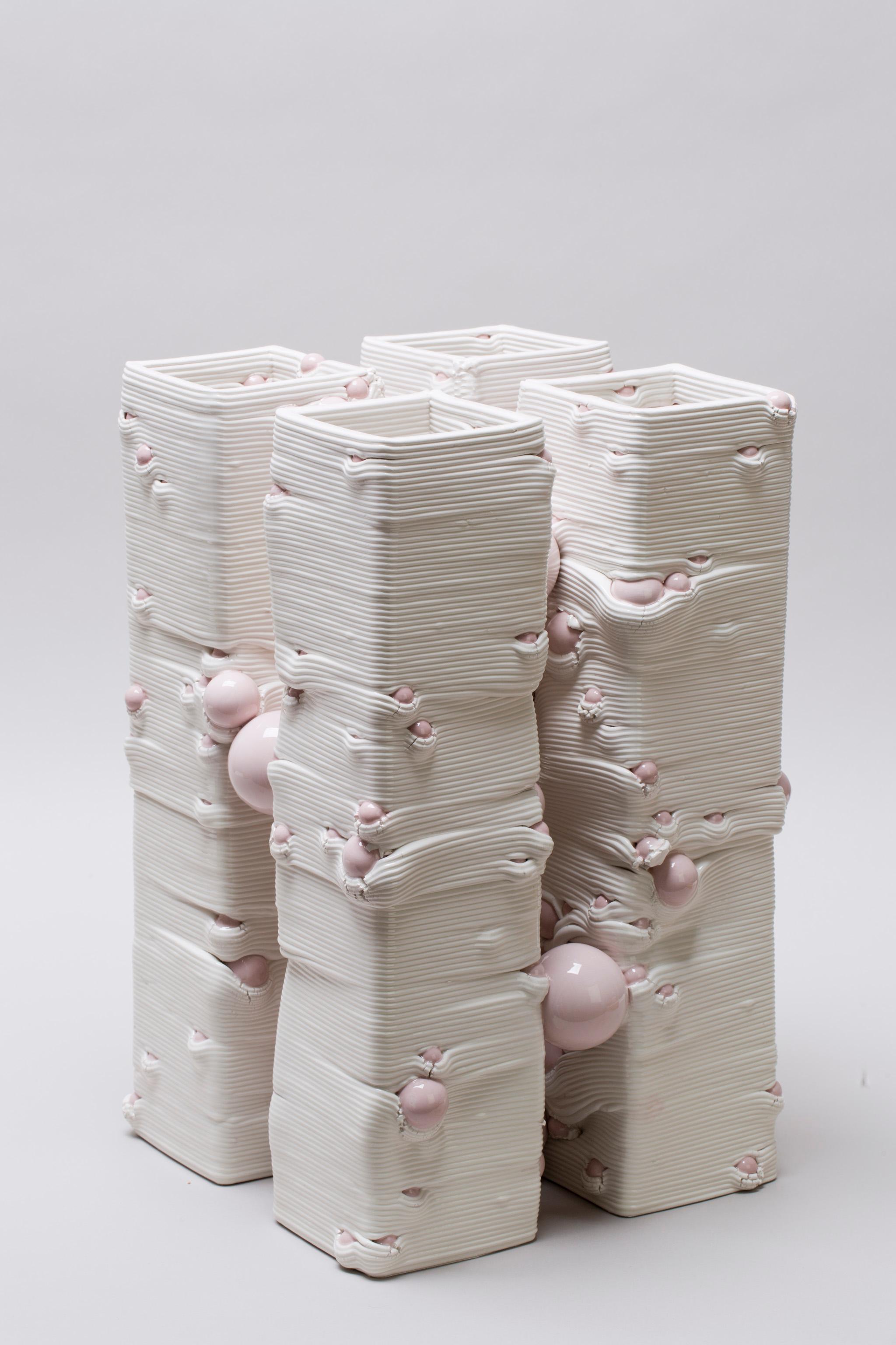 Weiße weiße 3D-gedruckte Keramik-Skulptur-Vase Italien Zeitgenössisch, 21. Jahrhundert im Angebot 4