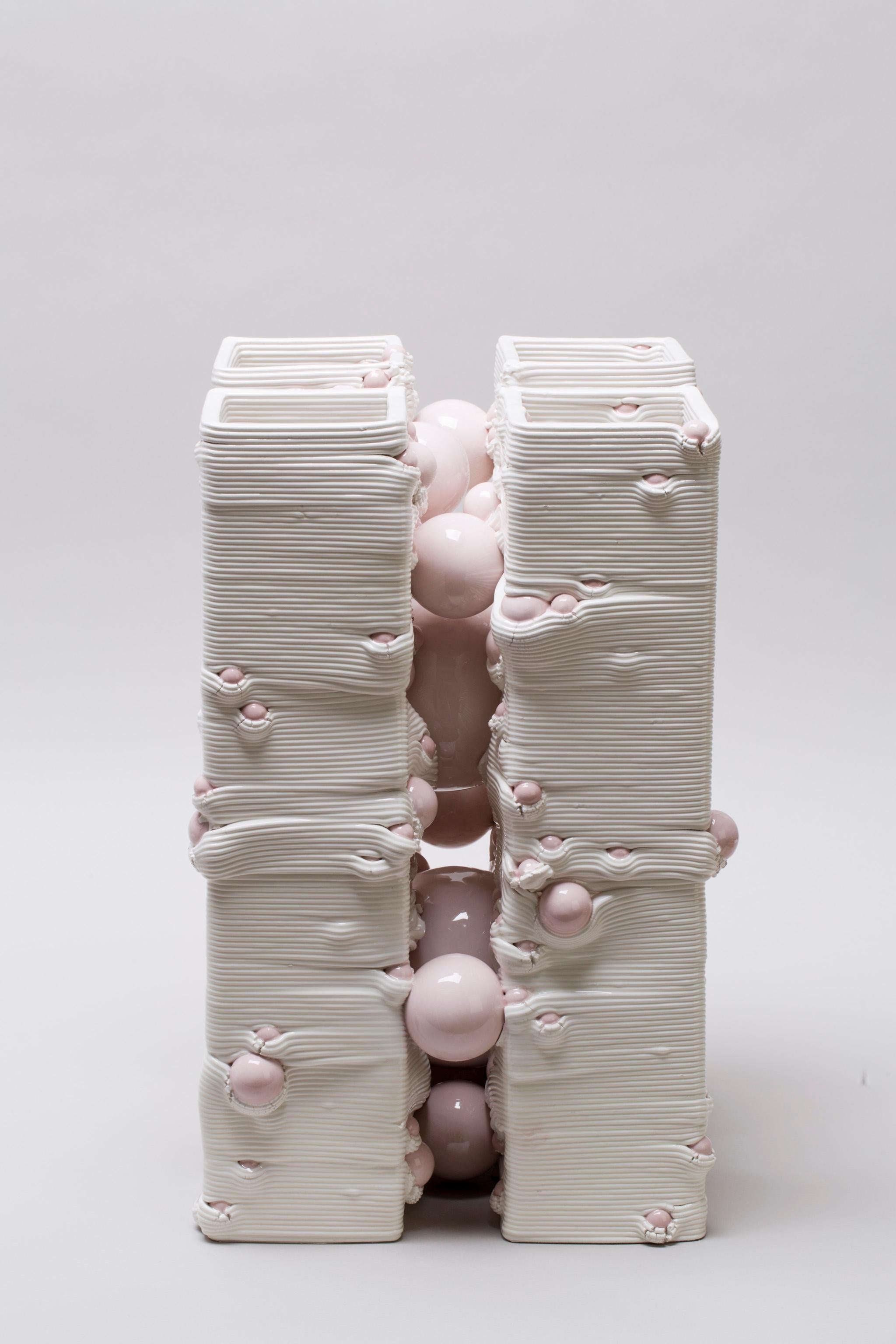 Weiße weiße 3D-gedruckte Keramik-Skulptur-Vase Italien Zeitgenössisch, 21. Jahrhundert im Angebot 5