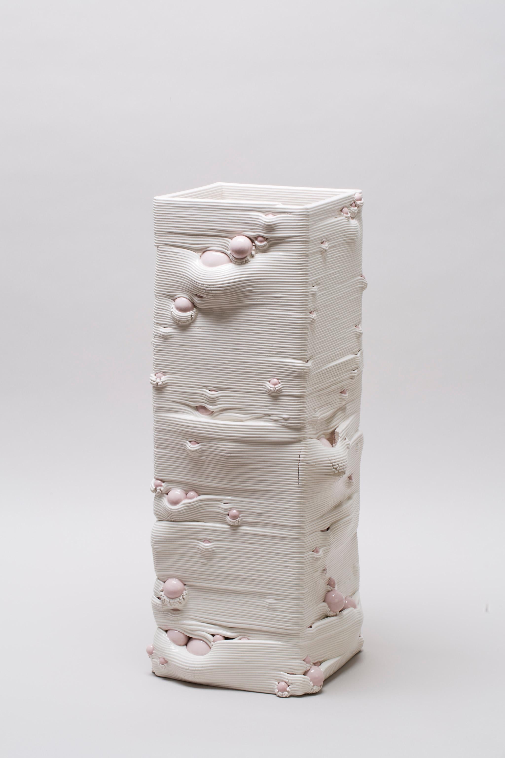 Weiße weiße 3D-gedruckte Keramik-Skulptur-Vase Italien Zeitgenössisch, 21. Jahrhundert im Angebot 7