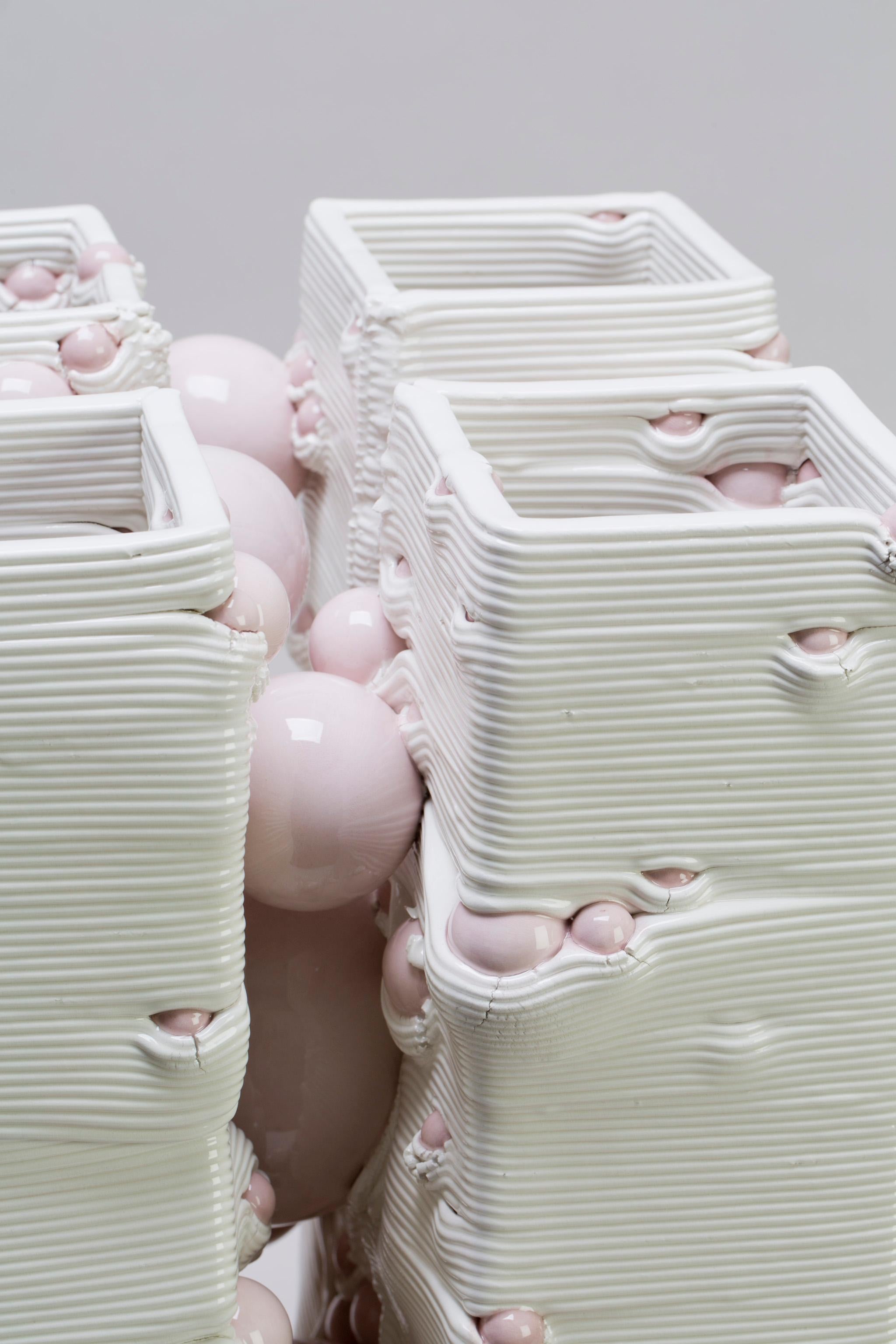 Weiße weiße 3D-gedruckte Keramik-Skulptur-Vase Italien Zeitgenössisch, 21. Jahrhundert im Angebot 9