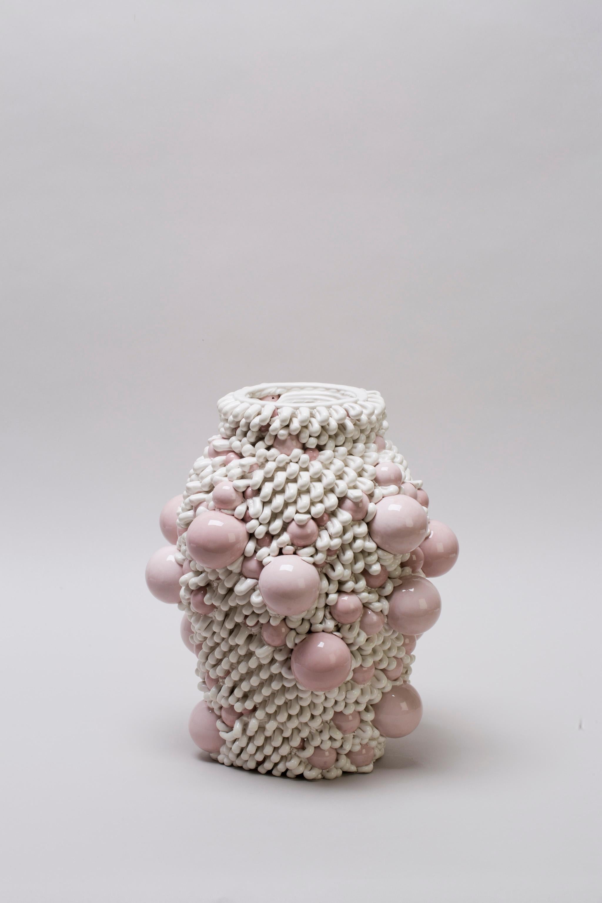 Modern White 3D Printed Ceramic Sculptural Vase Italy Contemporary, 21st Century For Sale