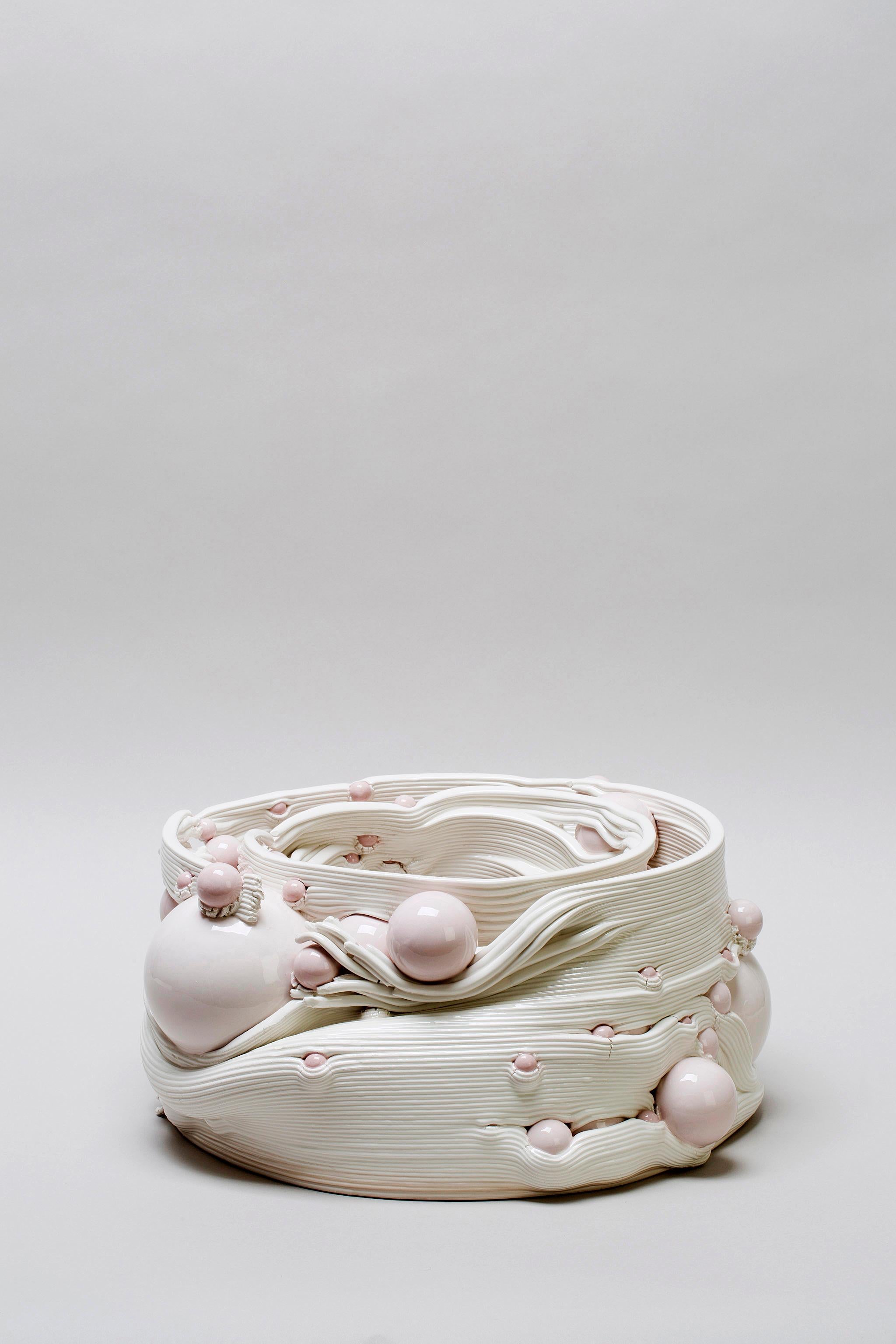 Italian White 3D Printed Ceramic Sculptural Vase Italy Contemporary, 21st Century