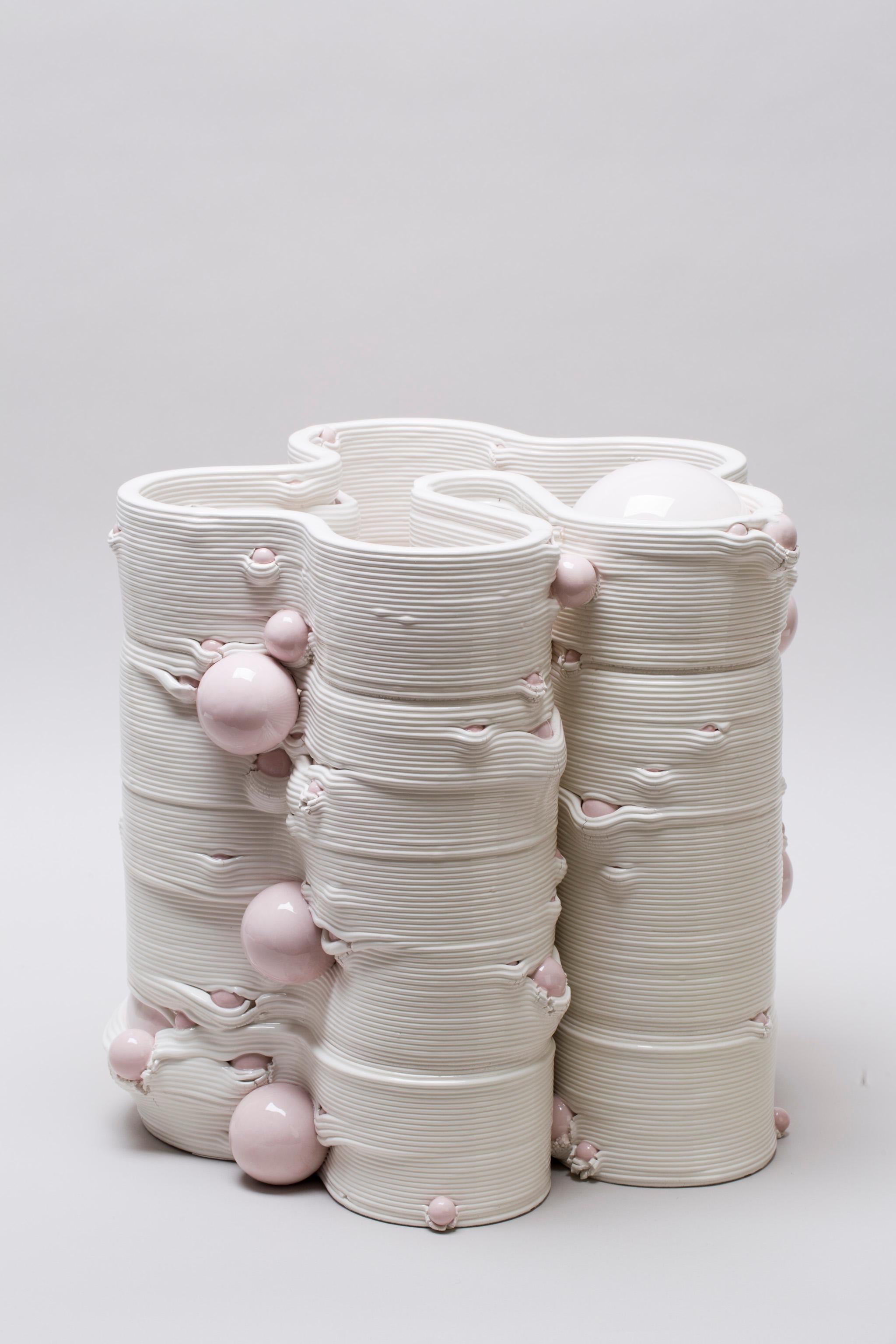 italien Vase sculptural en céramique blanche imprimée en 3D Italie Contemporary, 21st Century en vente
