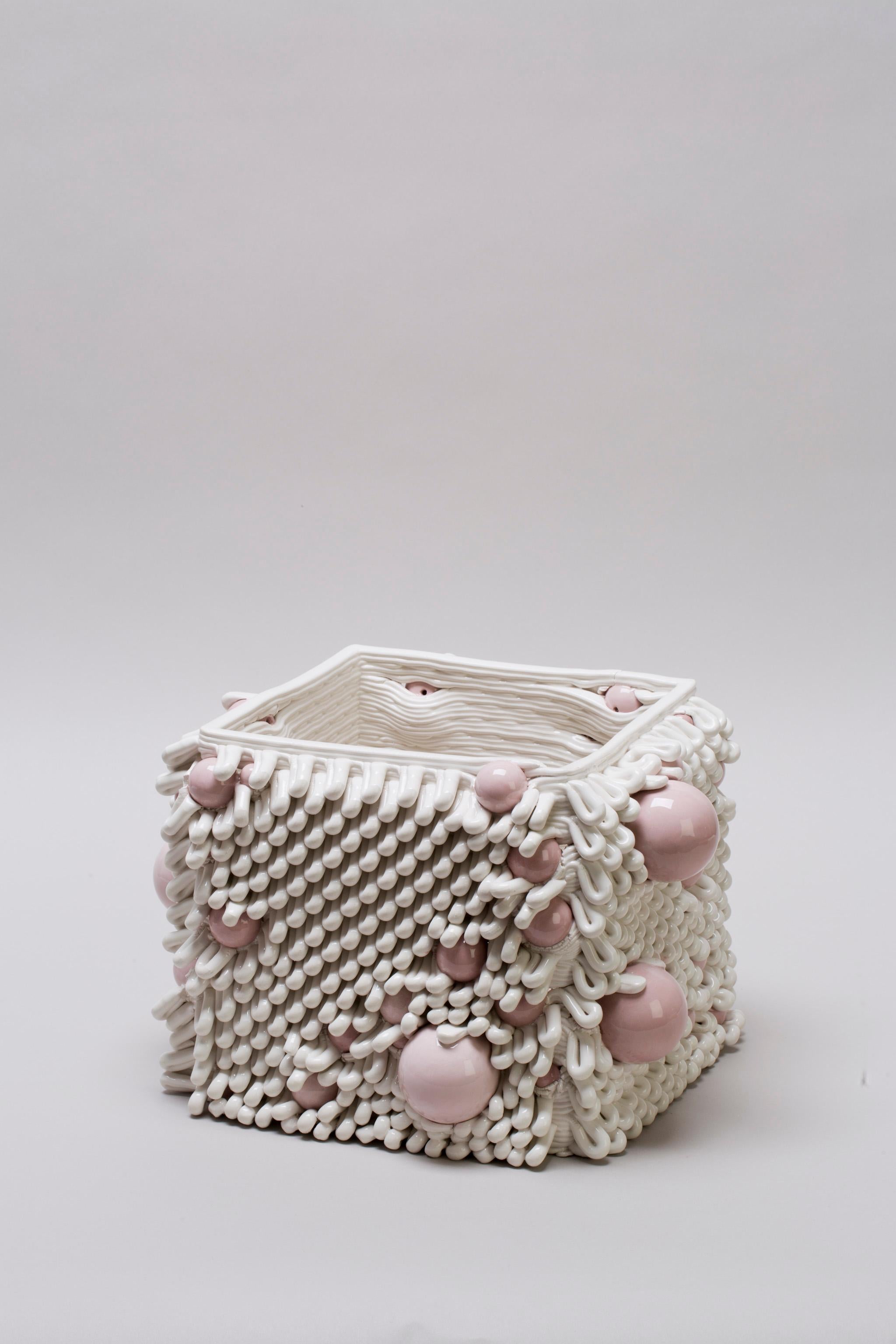italien Vase sculptural en céramique blanche imprimée en 3D Italie Contemporain, 21e siècle