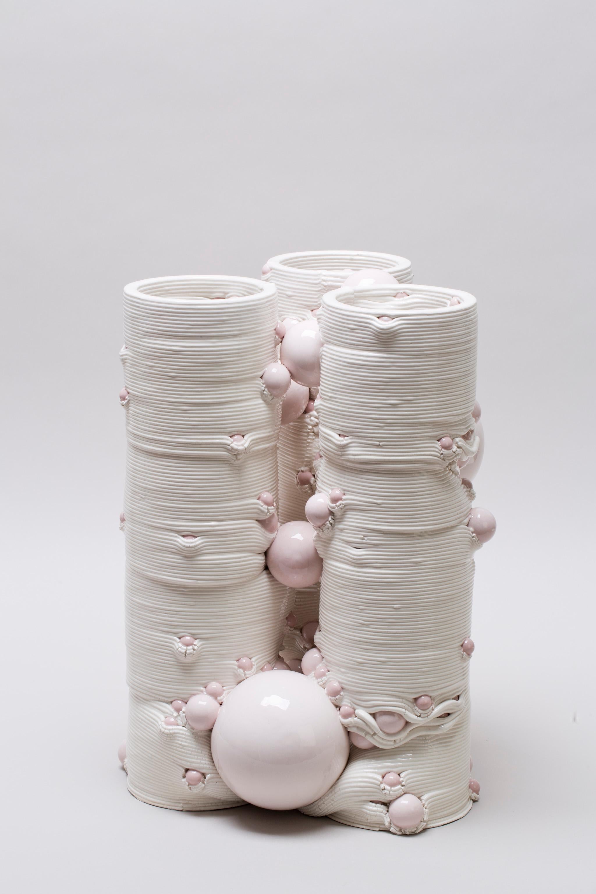Weiße 3D-gedruckte Keramik-Skulptur Vase Italien Contemporary, 21. Jahrhundert (Italienisch) im Angebot