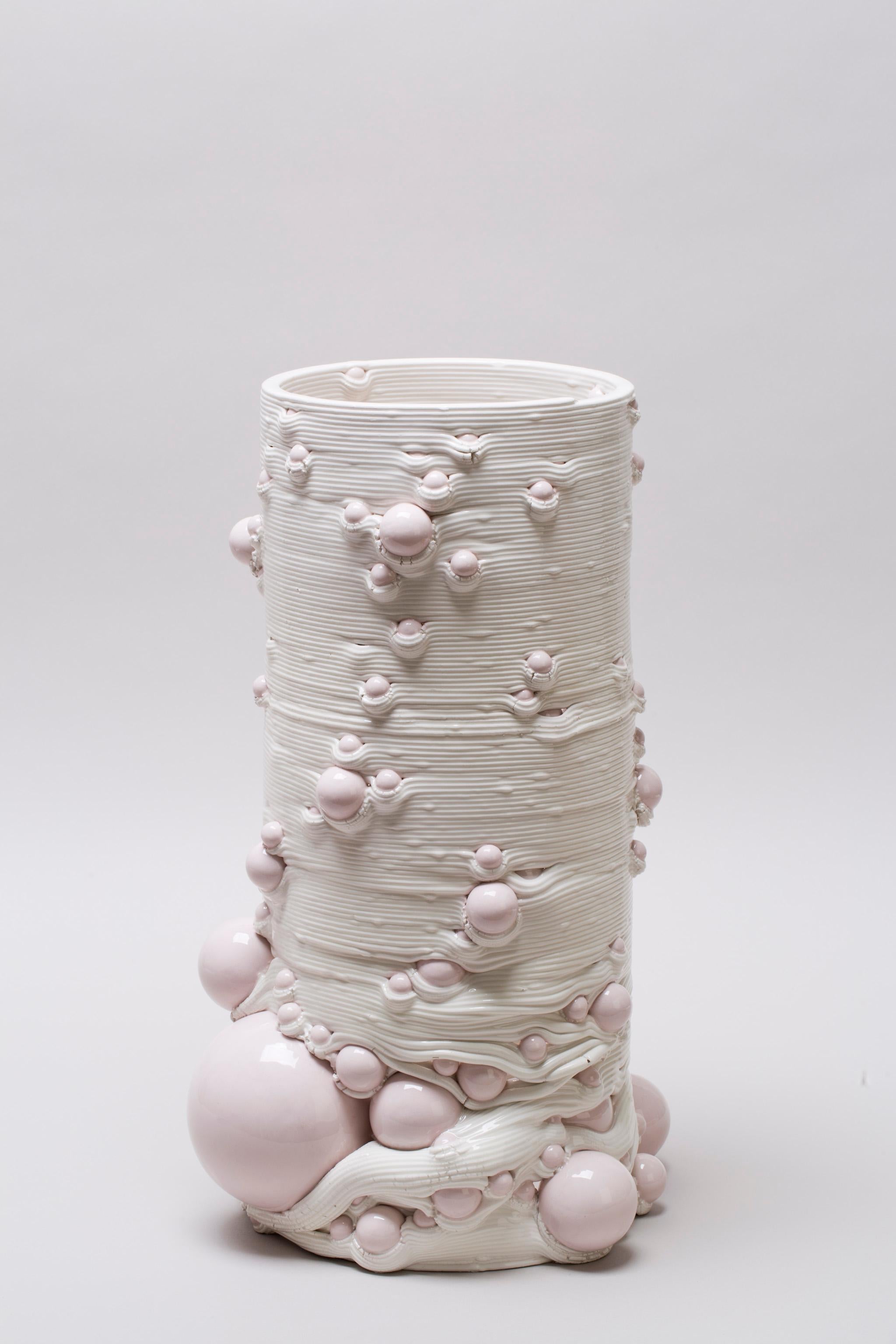 Weiße 3D-gedruckte Keramik-Skulptur Vase Italien Contemporary, 21. Jahrhundert (Glasiert) im Angebot