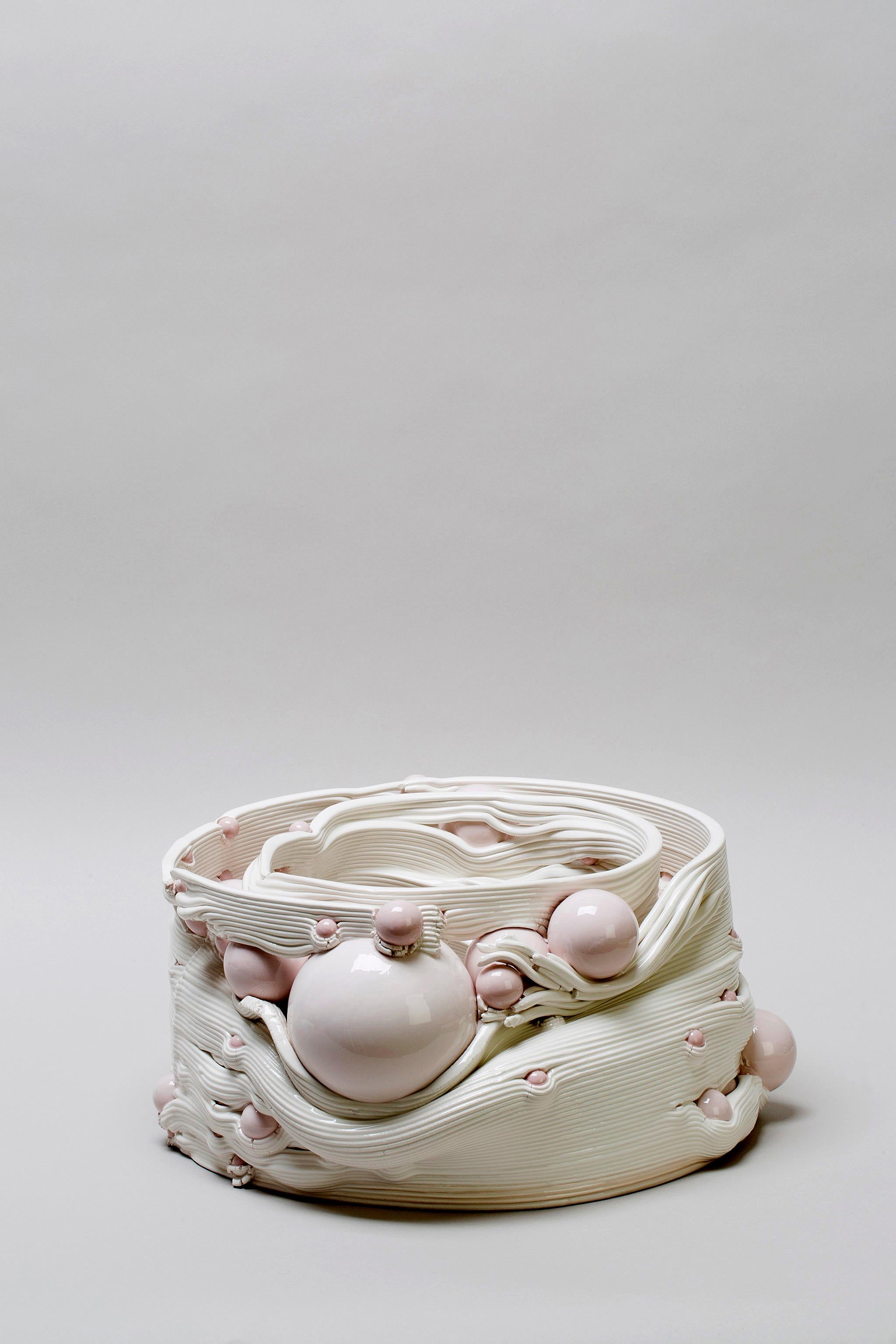 Glazed White 3D Printed Ceramic Sculptural Vase Italy Contemporary, 21st Century