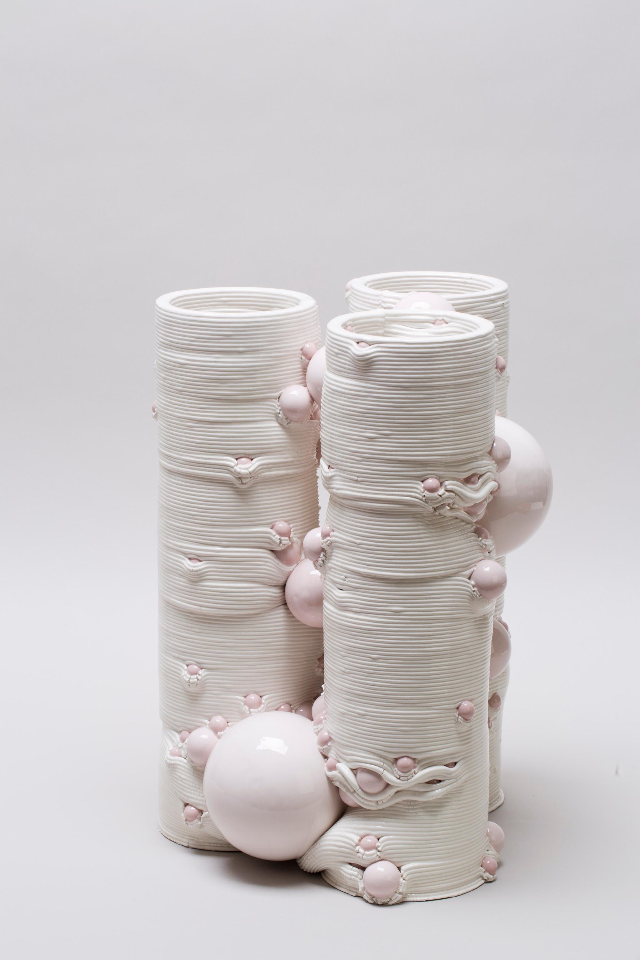 Weiße 3D-gedruckte Keramik-Skulptur Vase Italien Contemporary, 21. Jahrhundert (Glasiert) im Angebot