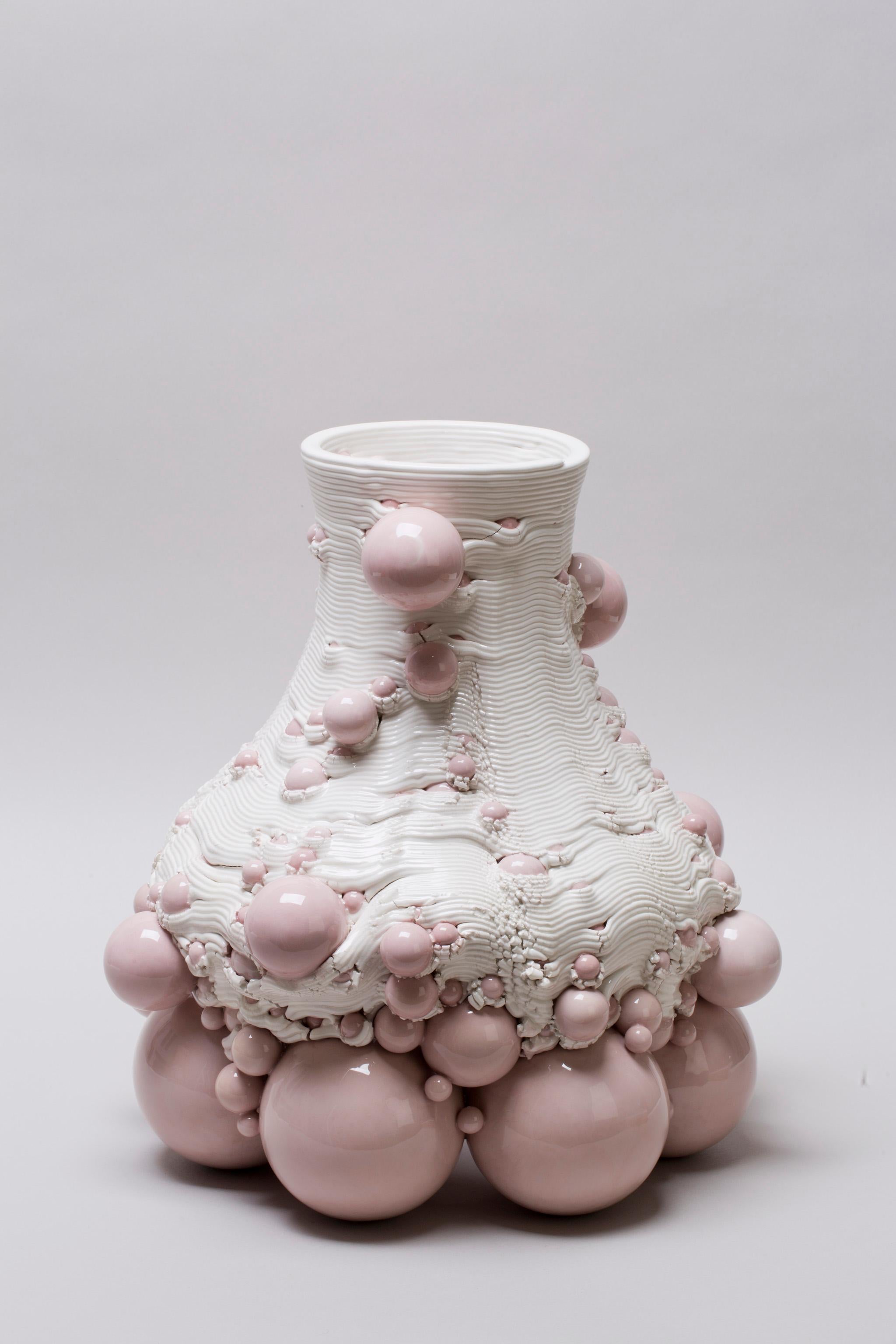 Glazed White Ceramic Sculptural Vase Italian Contemporary, 21st Century contemporary For Sale
