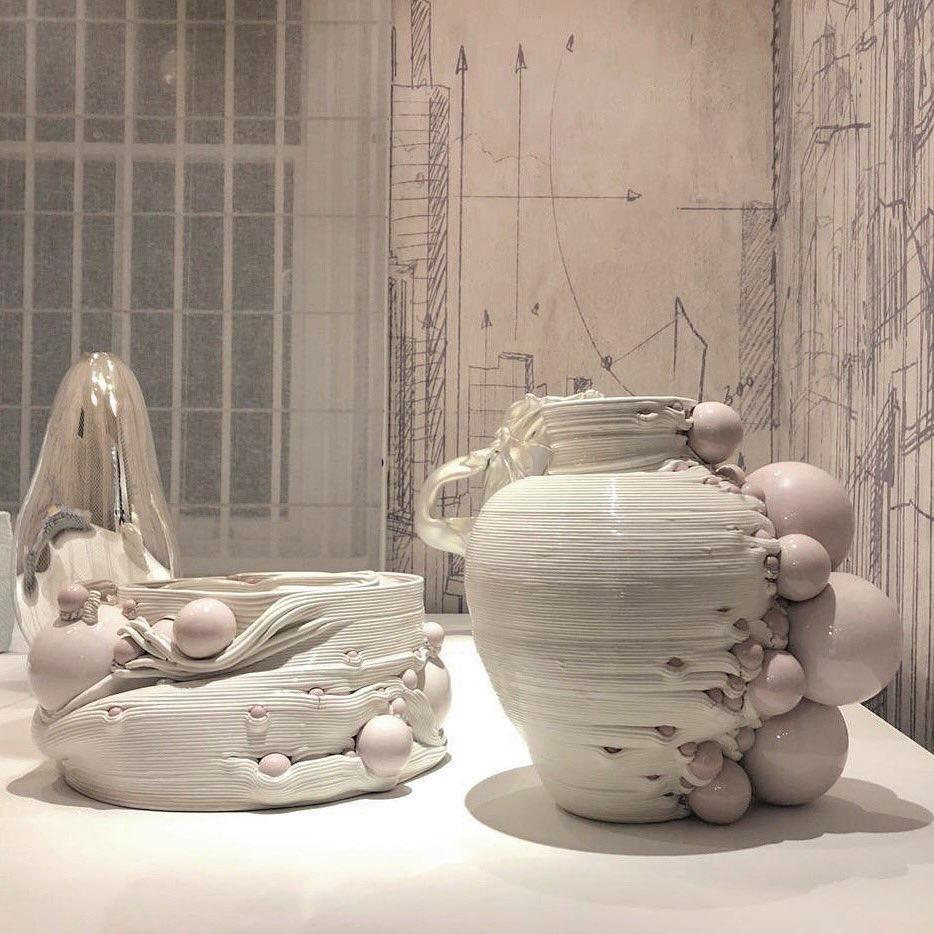 White 3D Printed Ceramic Sculptural Vase Italy Contemporary, 21st Century 1