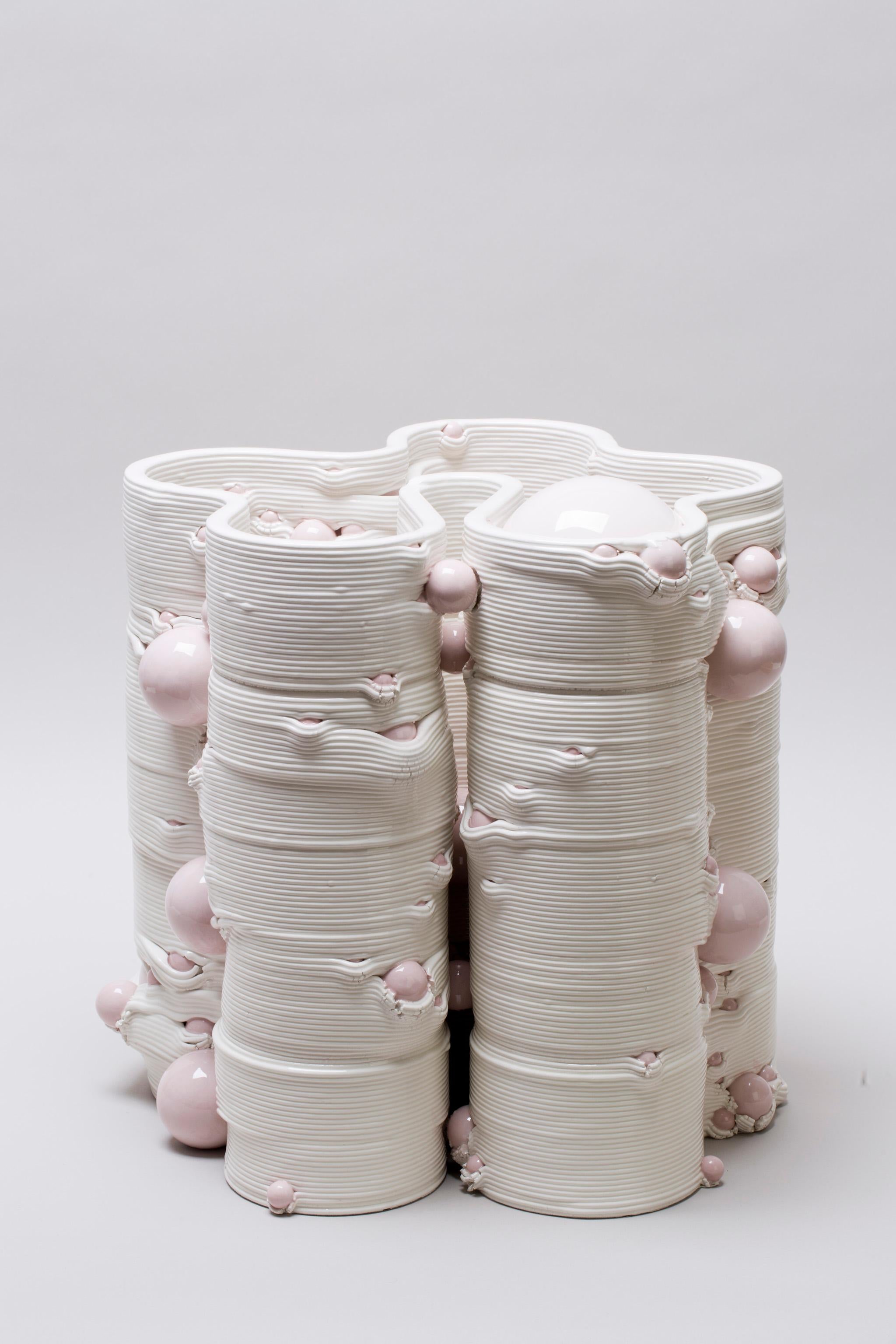 Weiße 3D-gedruckte Keramik-Skulptur Vase Italien Contemporary, 21. Jahrhundert (21. Jahrhundert und zeitgenössisch) im Angebot