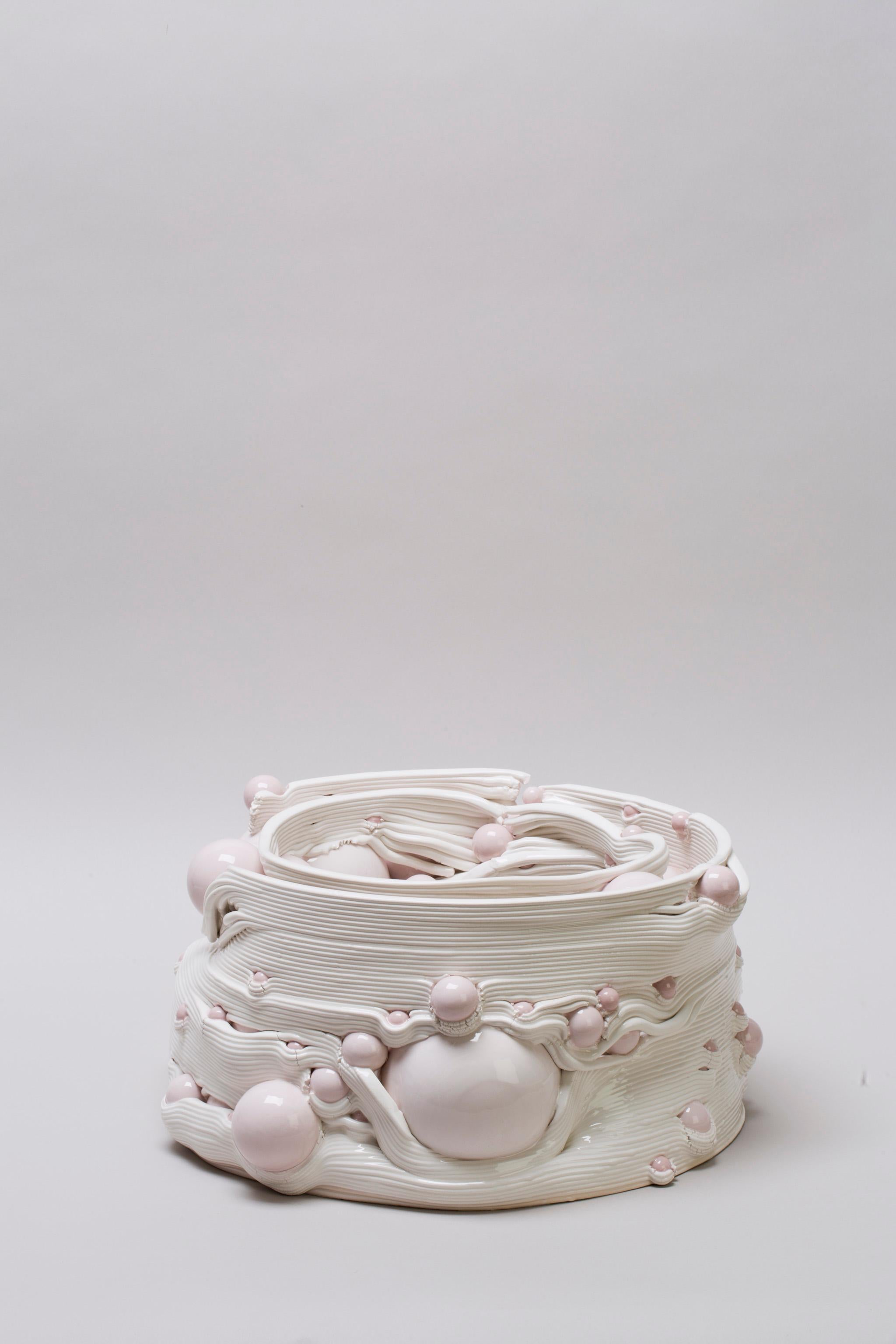 White 3D Printed Ceramic Sculptural Vase Italy Contemporary, 21st Century 2