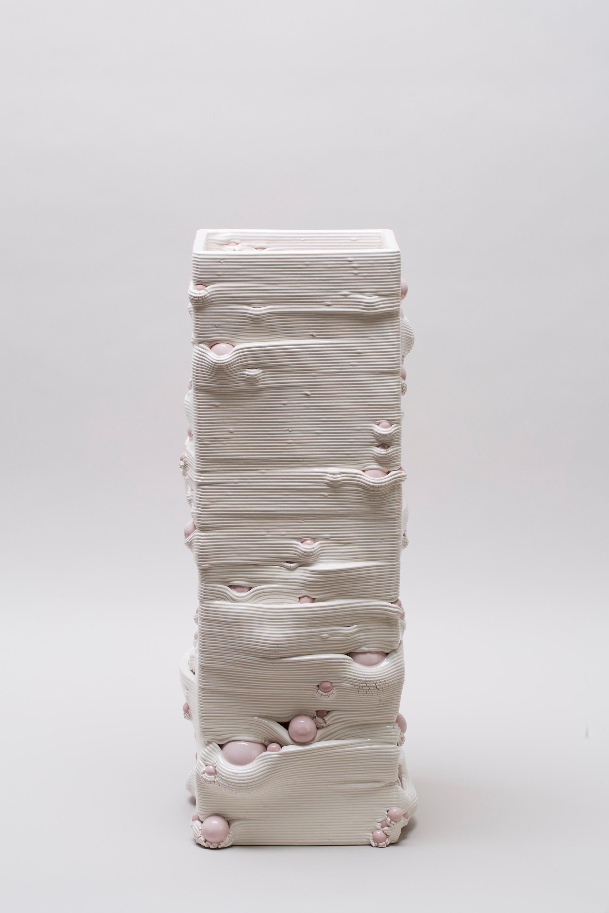 Weiße weiße 3D-gedruckte Keramik-Skulptur-Vase Italien Zeitgenössisch, 21. Jahrhundert im Angebot 1