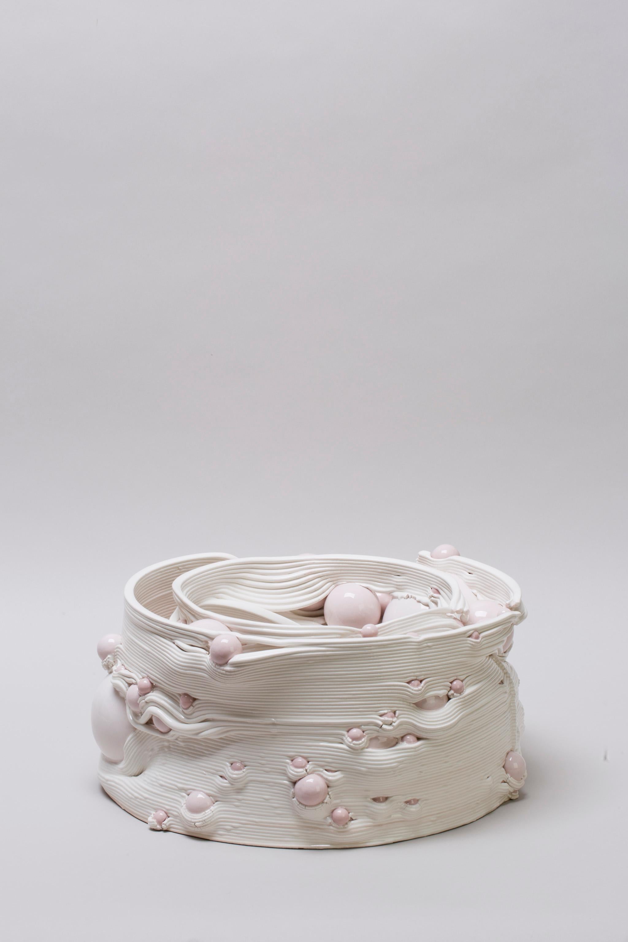 White 3D Printed Ceramic Sculptural Vase Italy Contemporary, 21st Century 3