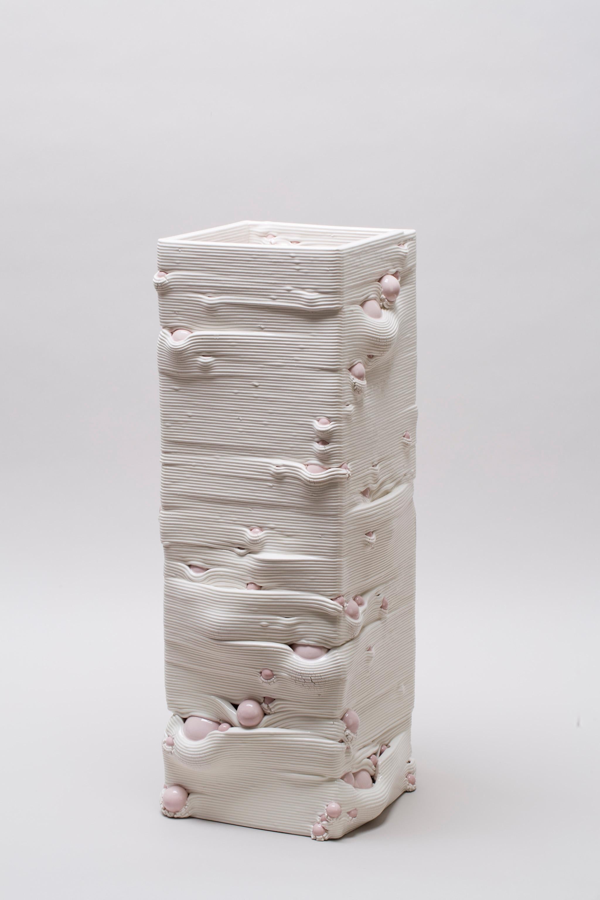 Weiße weiße 3D-gedruckte Keramik-Skulptur-Vase Italien Zeitgenössisch, 21. Jahrhundert im Angebot 2
