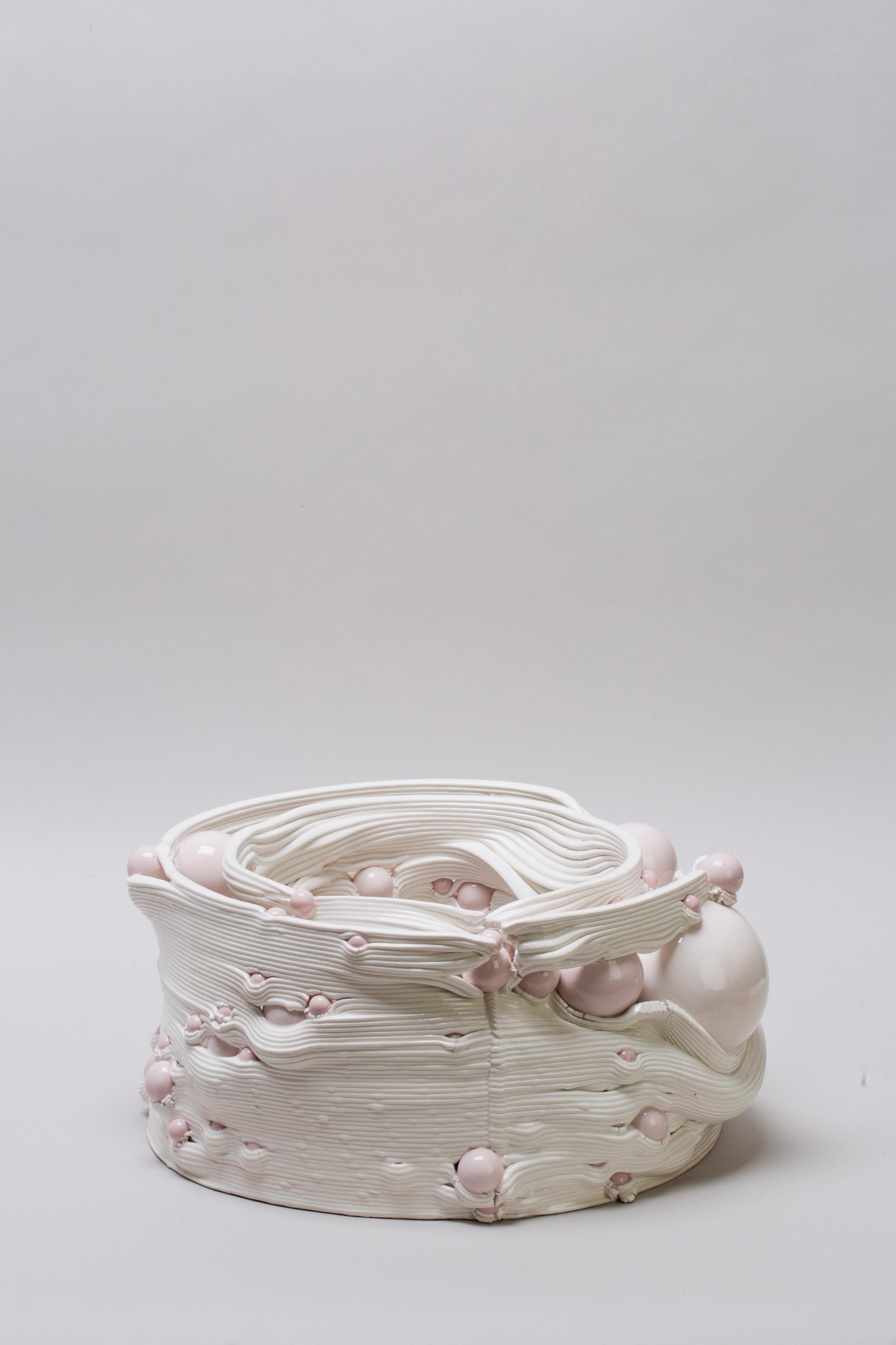 White 3D Printed Ceramic Sculptural Vase Italy Contemporary, 21st Century 4