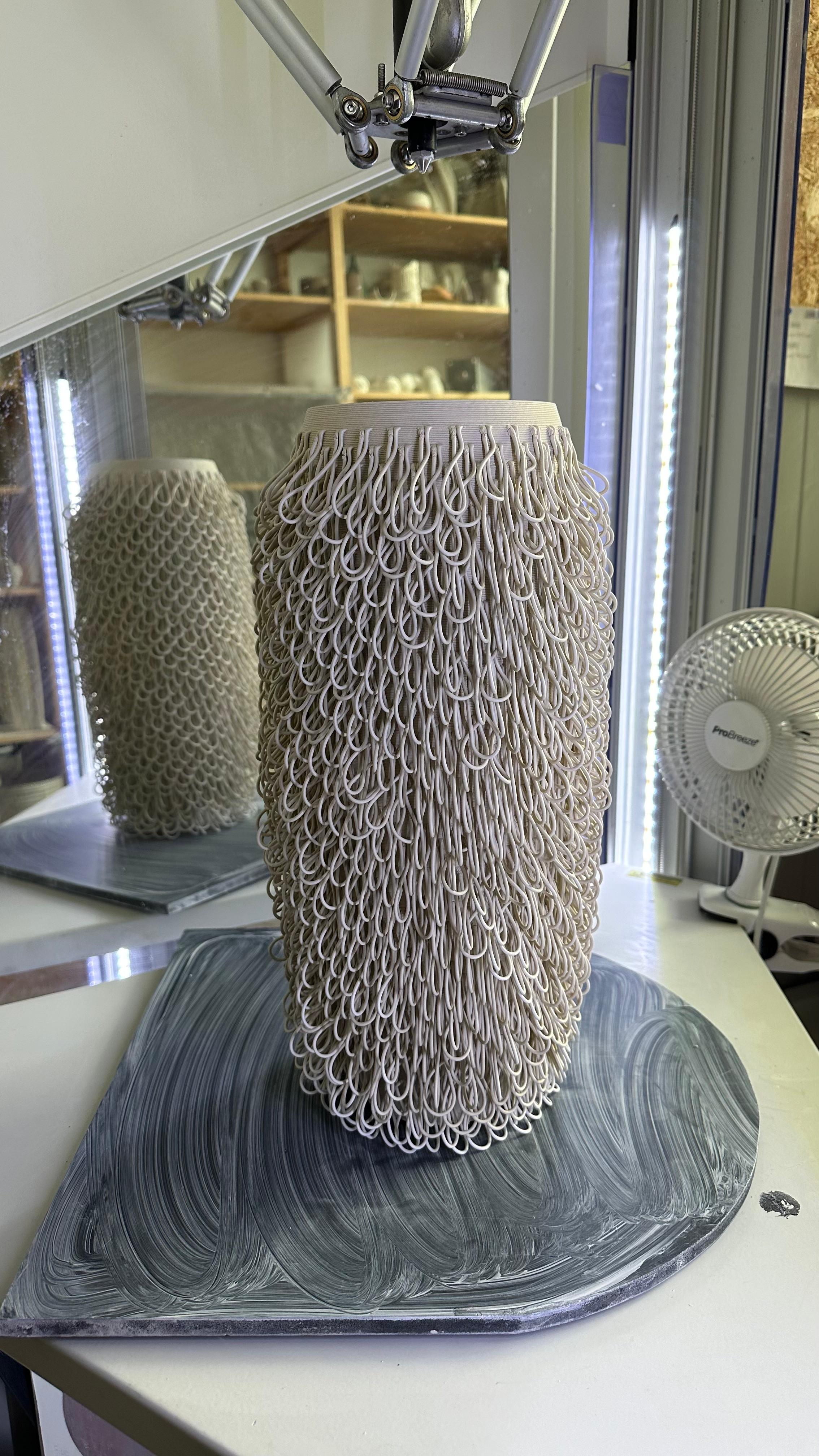 Italian White 3D Printed Porcelain Danzia Stacy Vase Italy Contemporary 21st Century