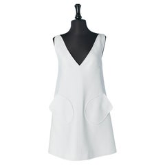 Robe A Line blanche sans manches avec découpes COURRÈGES