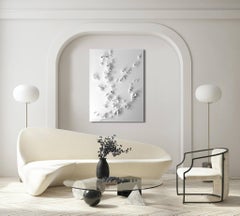 White Abstract 3D Wall Sculpture: Organic Modern Canvas Art.