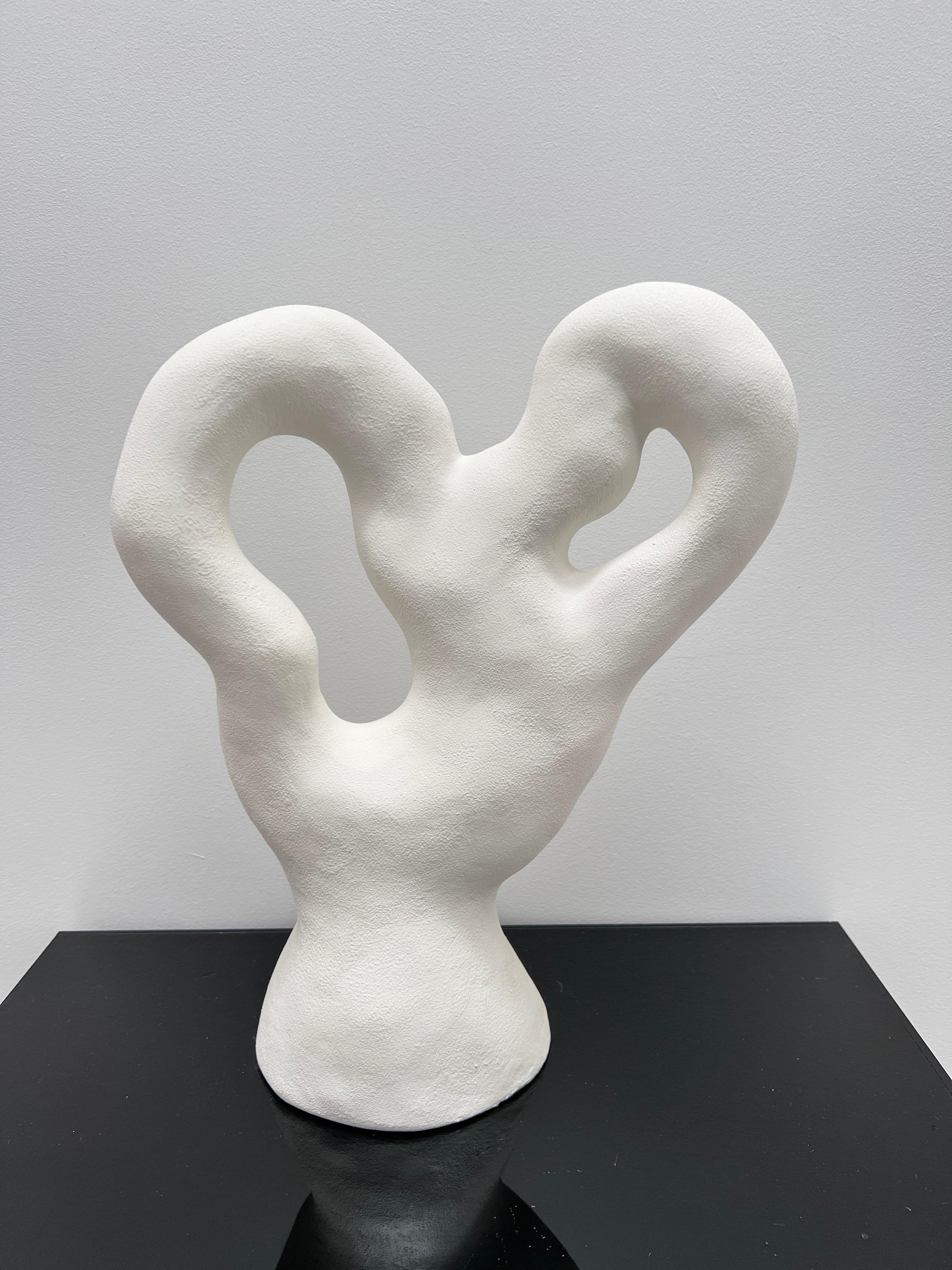 Modern White abstract form sculpture, one of a kind For Sale