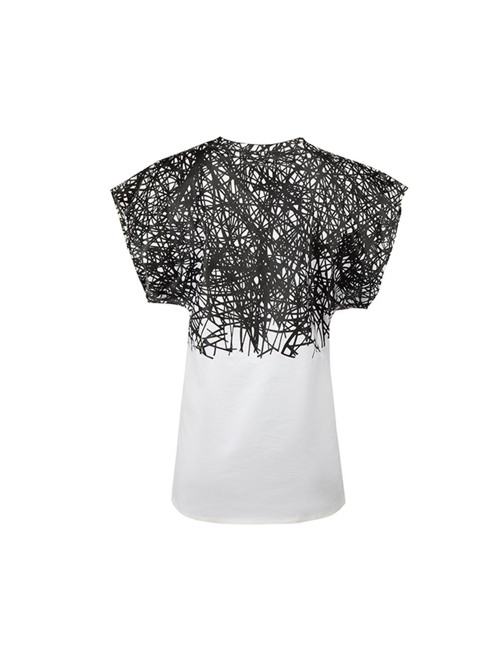 White Abstract Graffiti Print T-Shirt Size S In Good Condition For Sale In London, GB