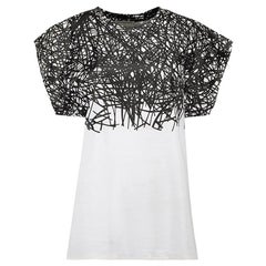 White Abstract Graffiti Print T-Shirt Size S