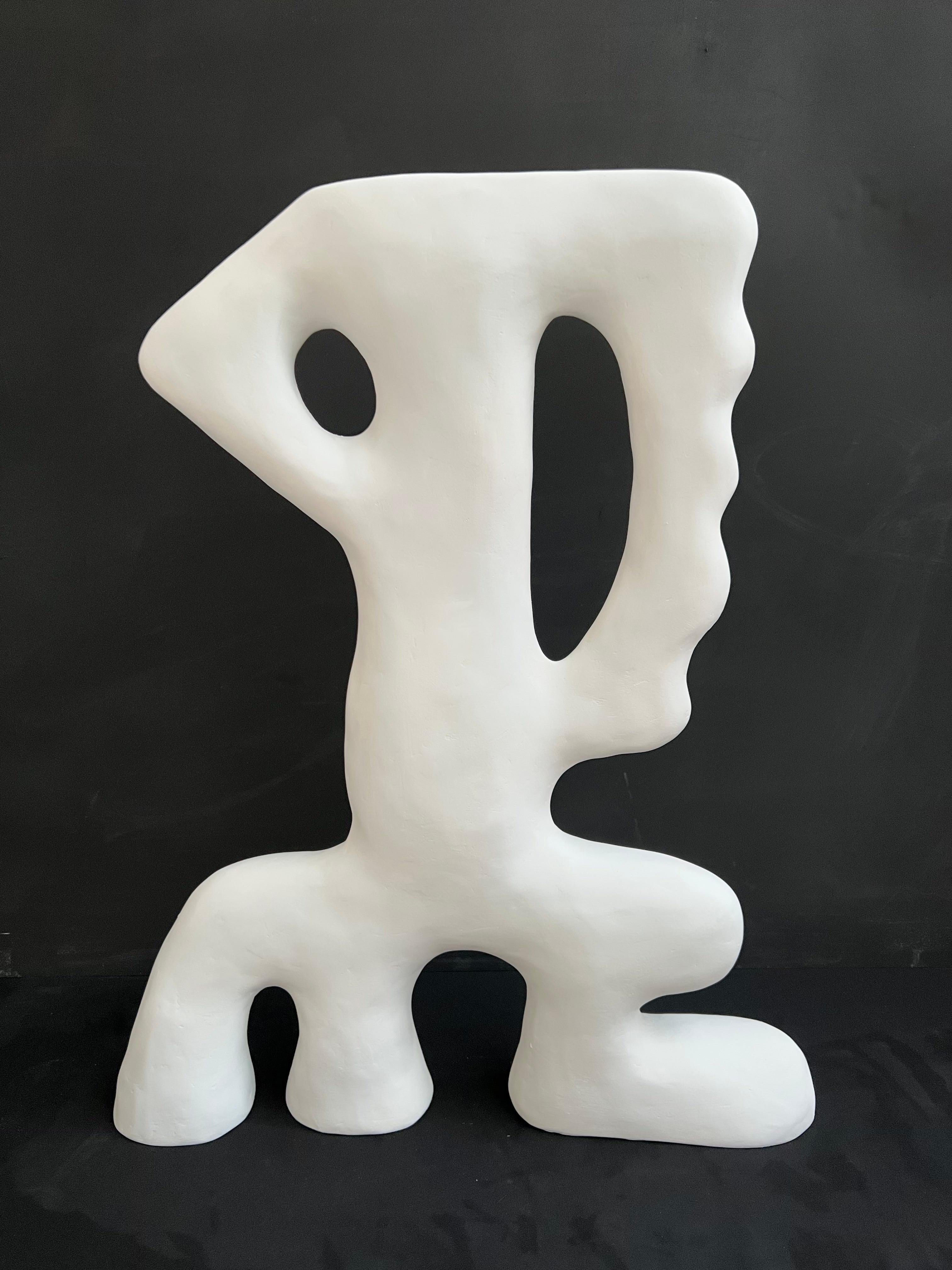 
A one-of-a-kind abstract sculpture in white, from the series 'White Symphony,'  handcrafted in full bodied gypsum reinforced with inner layers of fibreglass matting. The creative process  involves multiple stages from crafting, sanding, filling and
