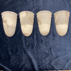 White Acanthus Leaf Alabaster Sconces