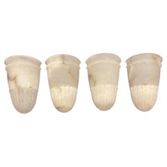 White Acanthus Leaf Alabaster Sconces