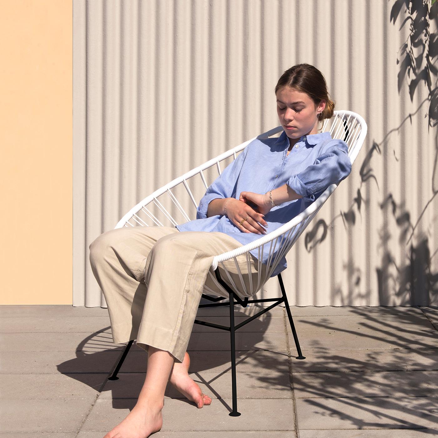 Post-Modern White Acapulco Chair by OK Design For Sale