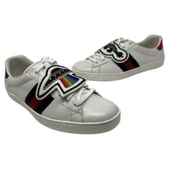 White ACE GG Spaceship Removable Patch Panther Low Tops Sneakers GG-S0917P-0183