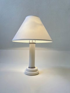 White Acrylic and Chrome Table Lamp by Karl Springer