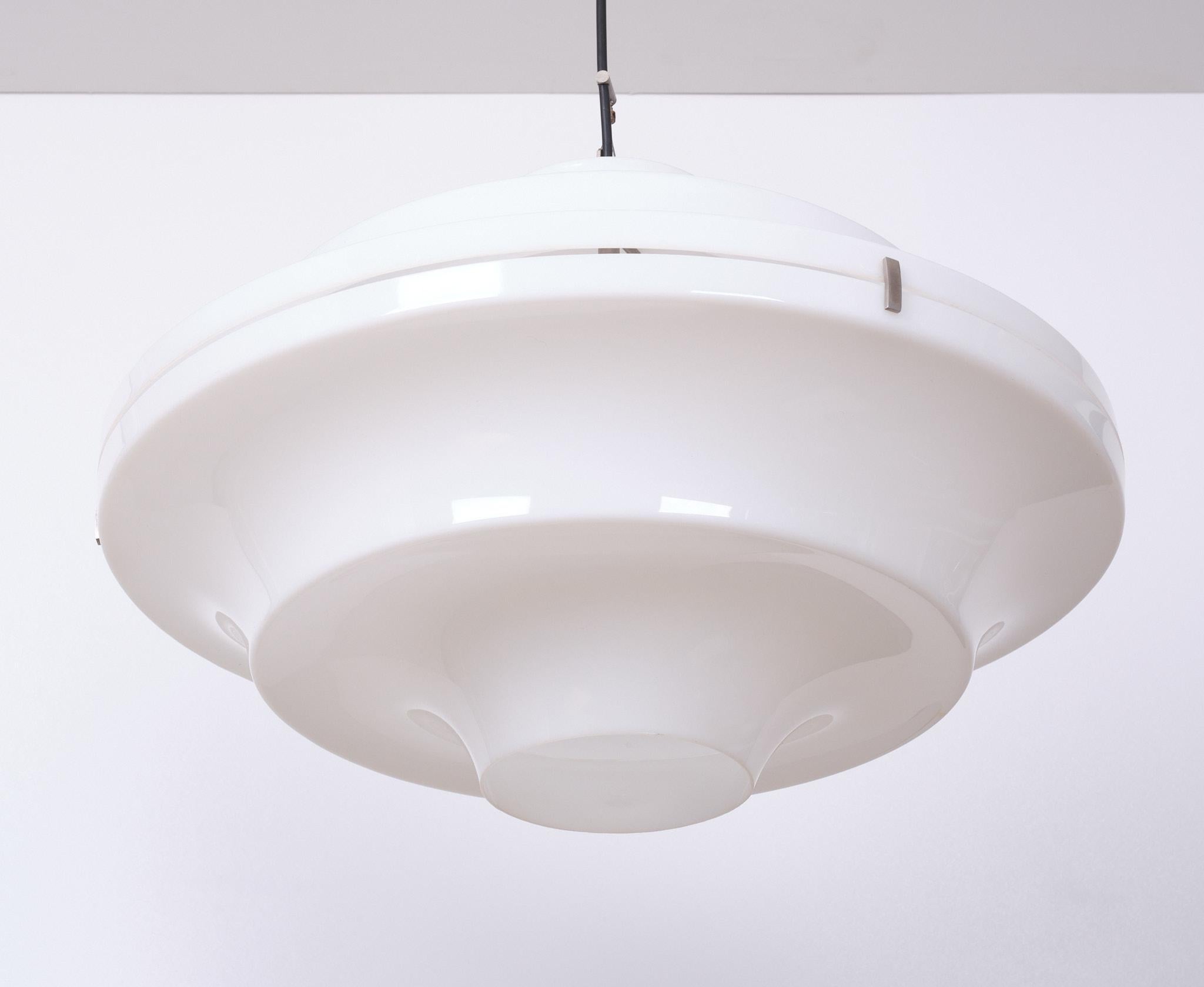 Space Age White Acrylic Ceiling Lamp Yki Nummi Style 1970s Italy For Sale