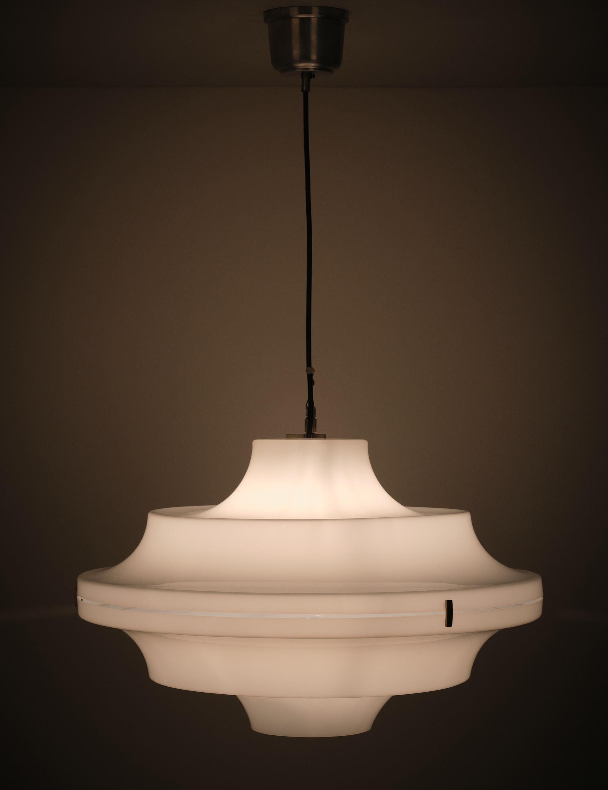 Italian White Acrylic Ceiling Lamp Yki Nummi Style 1970s Italy For Sale