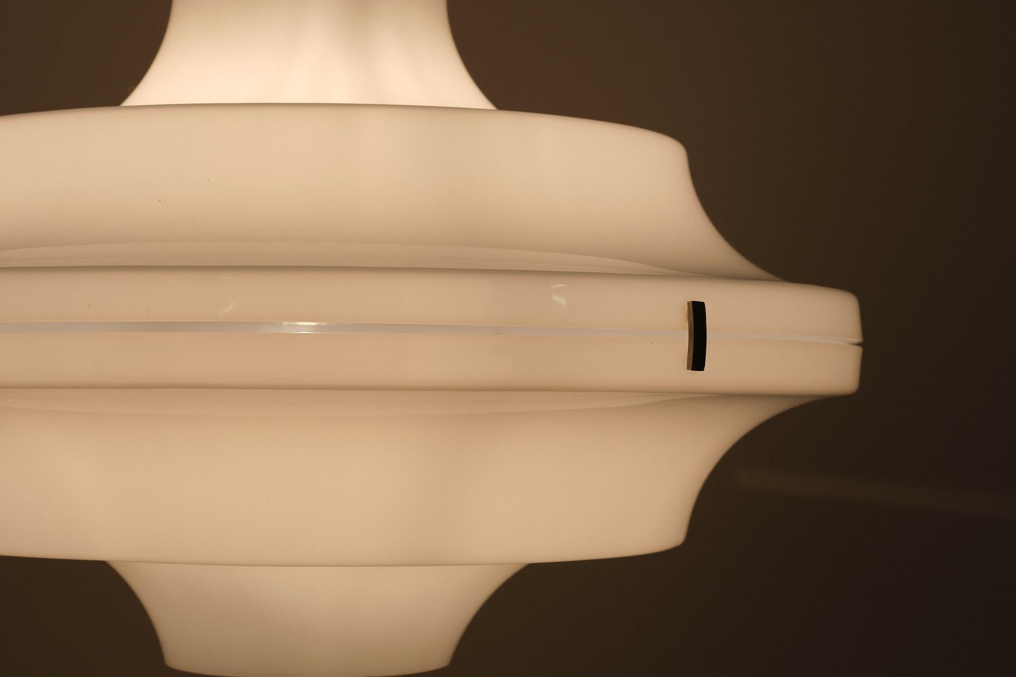 White Acrylic Ceiling Lamp Yki Nummi Style 1970s Italy For Sale 2
