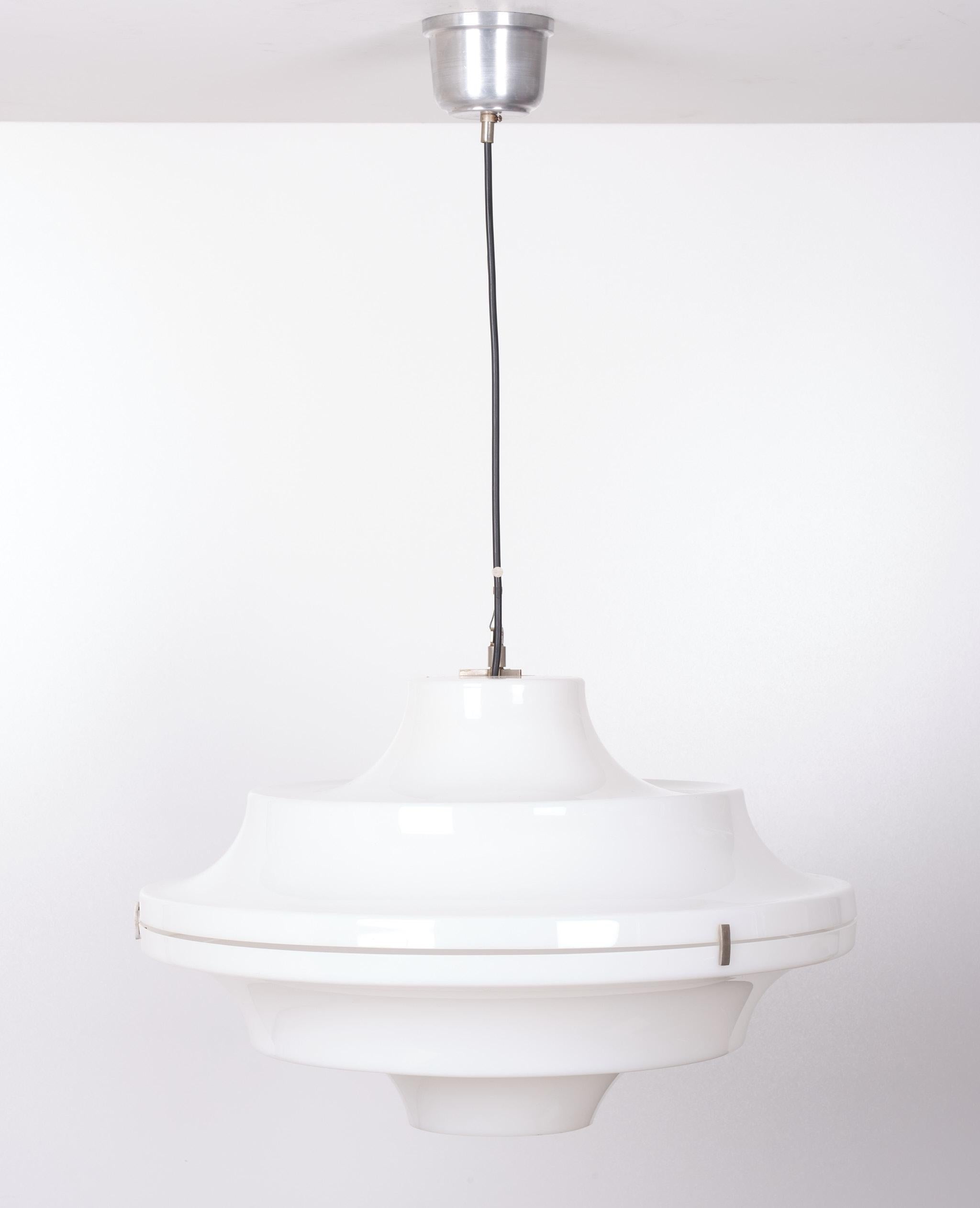 White Acrylic Ceiling Lamp Yki Nummi Style 1970s Italy For Sale 3
